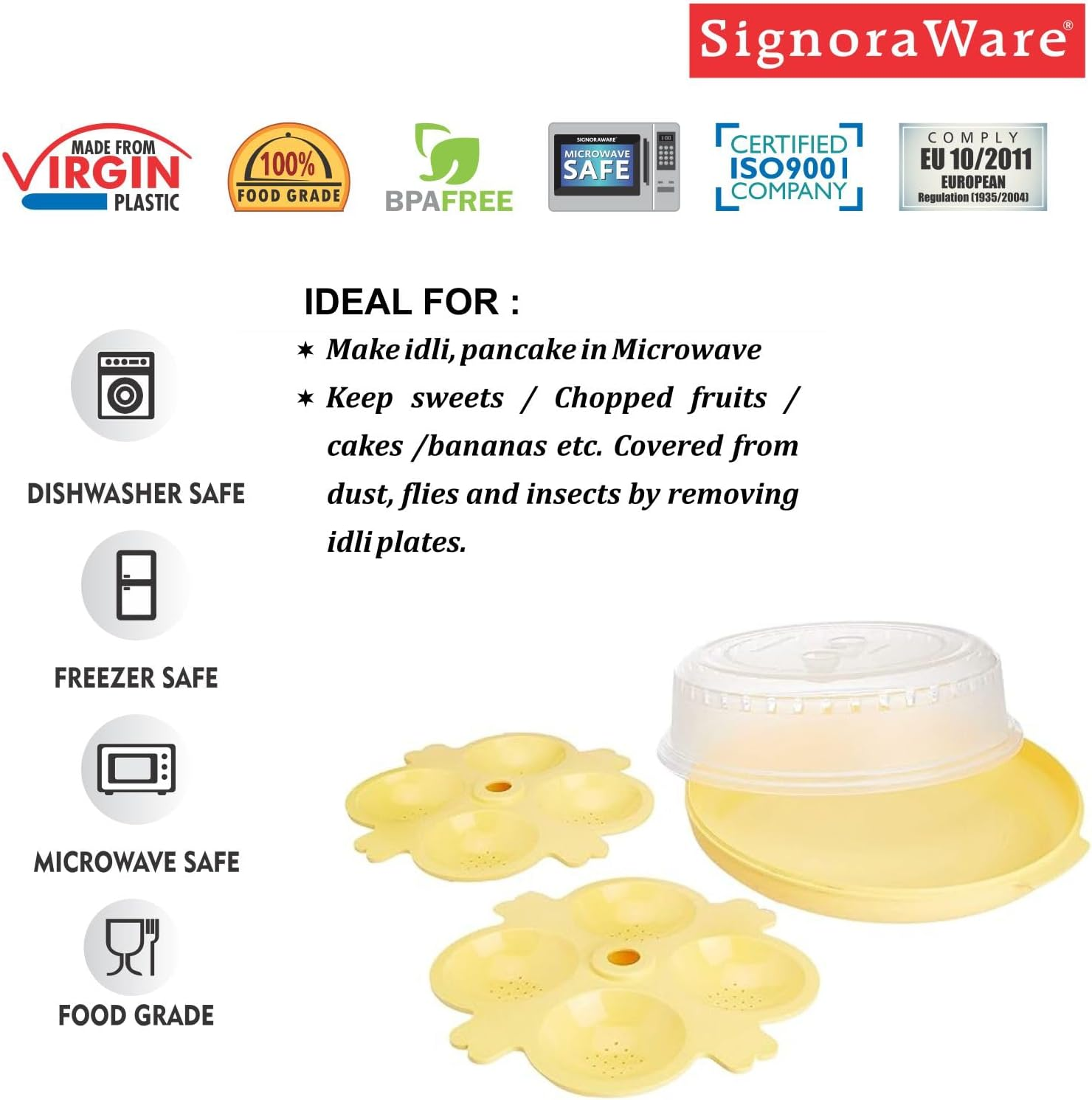 Signoraware Big Idli Maker Lemon Yellow image number 5