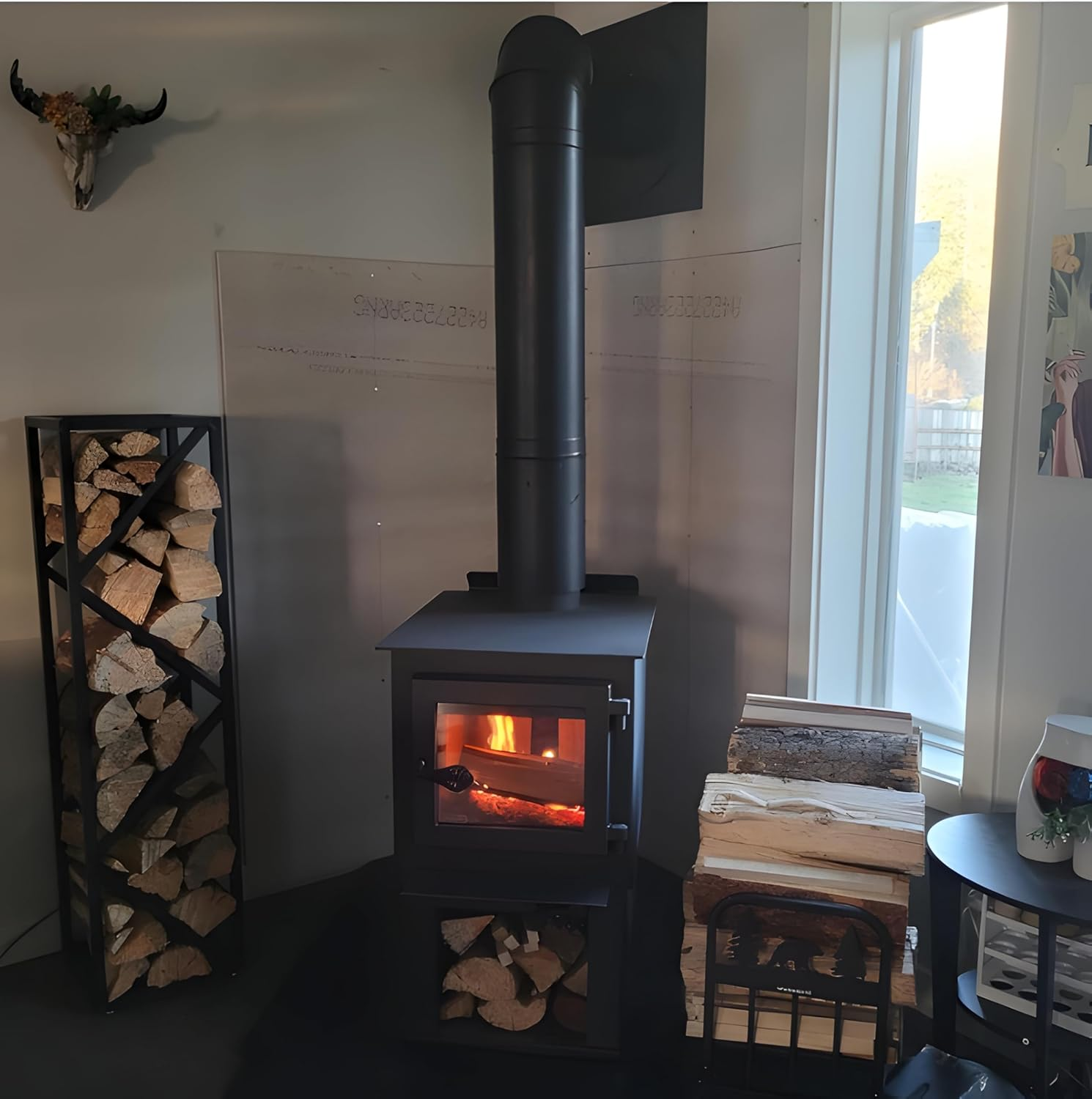 Indoor Firewood Rack - Adjustable Foot Storage Holder for Fireplace & Outdoor Fire Pits - Durable Welded Joint, Easy Assembly, Multi-Space Decorative & Functional Log Rack - Ideal Stove Accessories image number 4