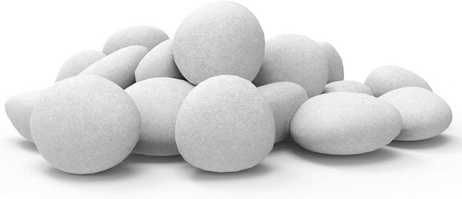 24 PCS Fireplace Ceramic Pebbles for Firepits ，For All Types of Indoor, Gas Inserts, Ventless & Vent Free, Electric, or Outdoor Fireplaces & Fire Pits. Realistic Clean Burning Accessories &hellip; (White) image number 3