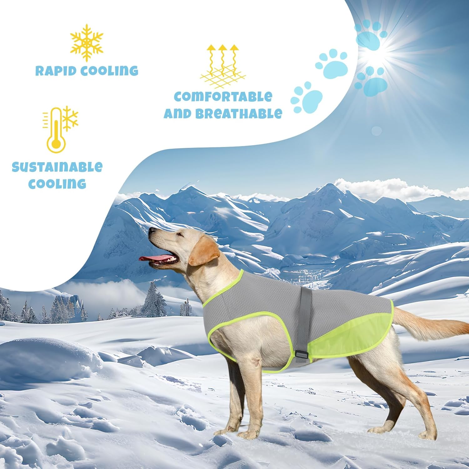 Dog Cooling Vest for Summer,Frenchie Cool Vest for Dogs (11Lb-77Lb) Body Cooling with Uv Protection Breathable Mesh,Cooling Shirt for Cavoodle,Labrador,Border Collie (Grey, XL) image number 5