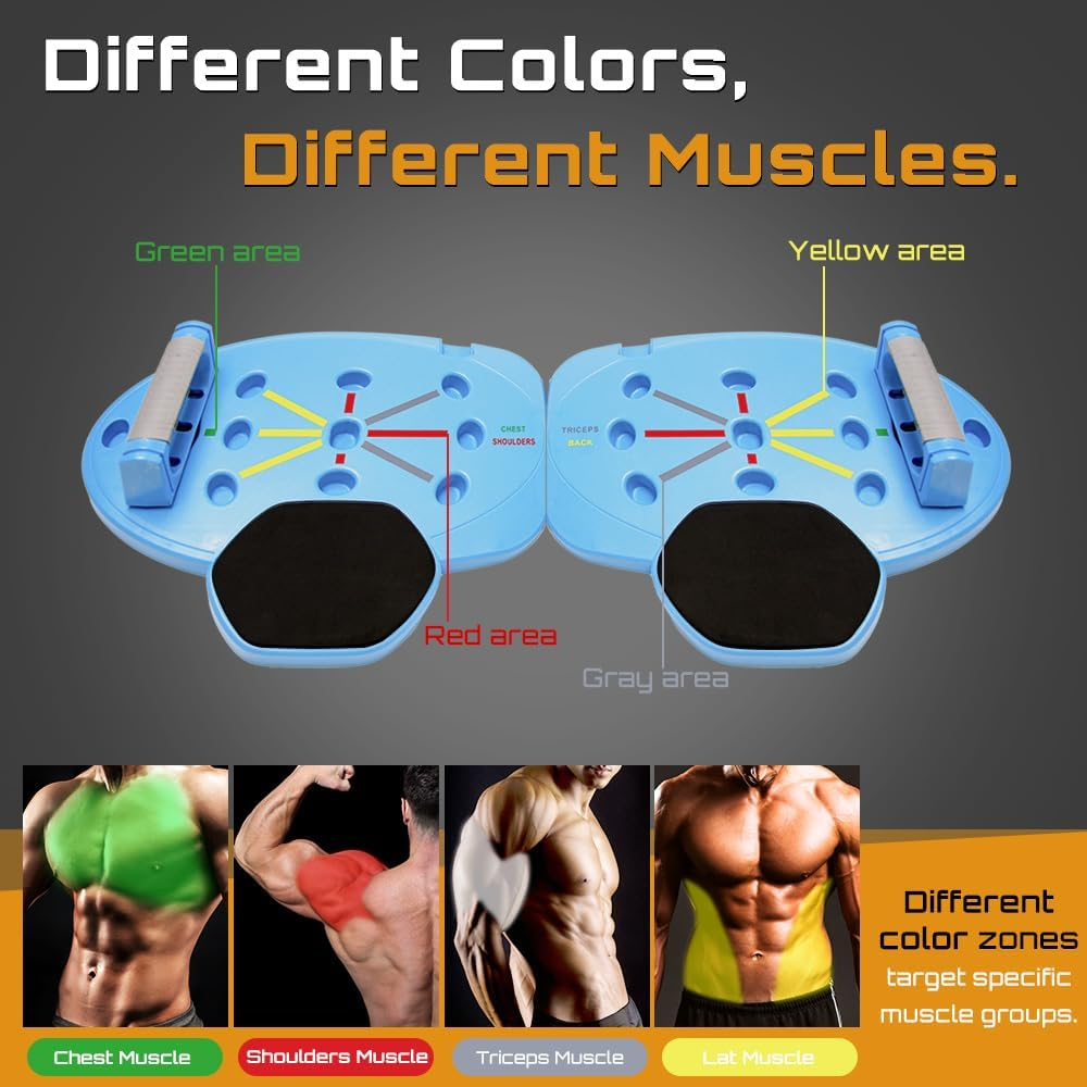 Foldable Push up Board with Accessorie,Portable Pushup Bar Strength Training Equipment for Home Workouts,Includes 2 Resistance Bands, 3 Detachable Trainers, 2 Handles &Non-Slip Pads for Total Body Fitness image number 2