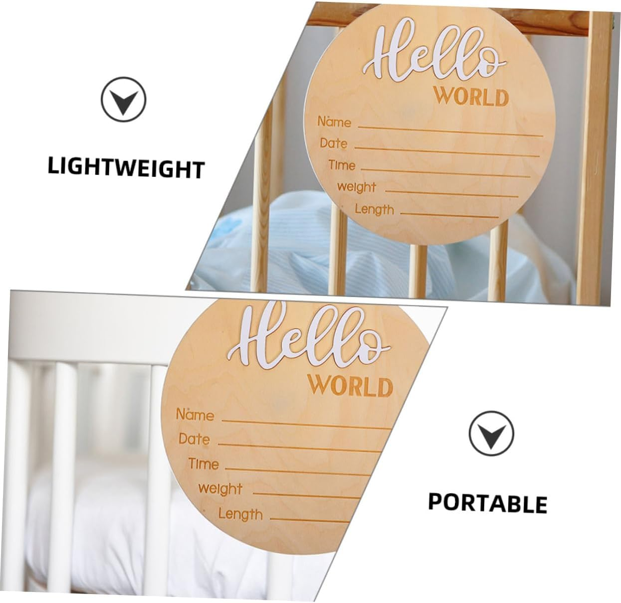 2 Pcs Name Signs Newborn Birth Announcement Signs for Hospital Wooden Material Simple to Use Durable and Chic Design for Recording Information image number 4