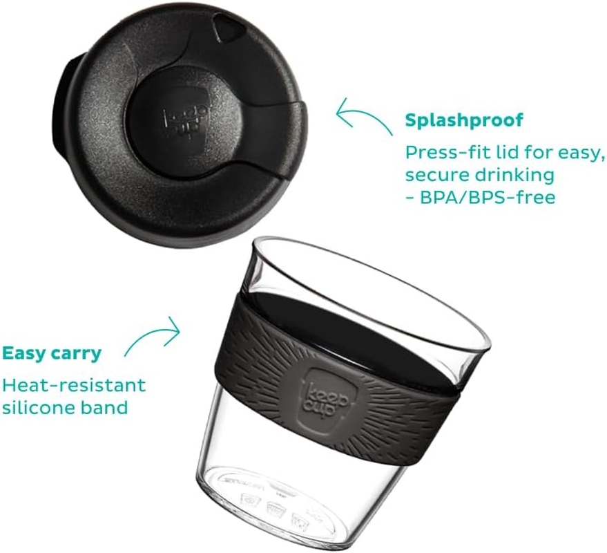 Keepcup Original, Lightweight and Clear Plastic Reusable Coffee Cup with Splashproof Sipper Lid - Large 16Oz/454Ml - Black image number 7