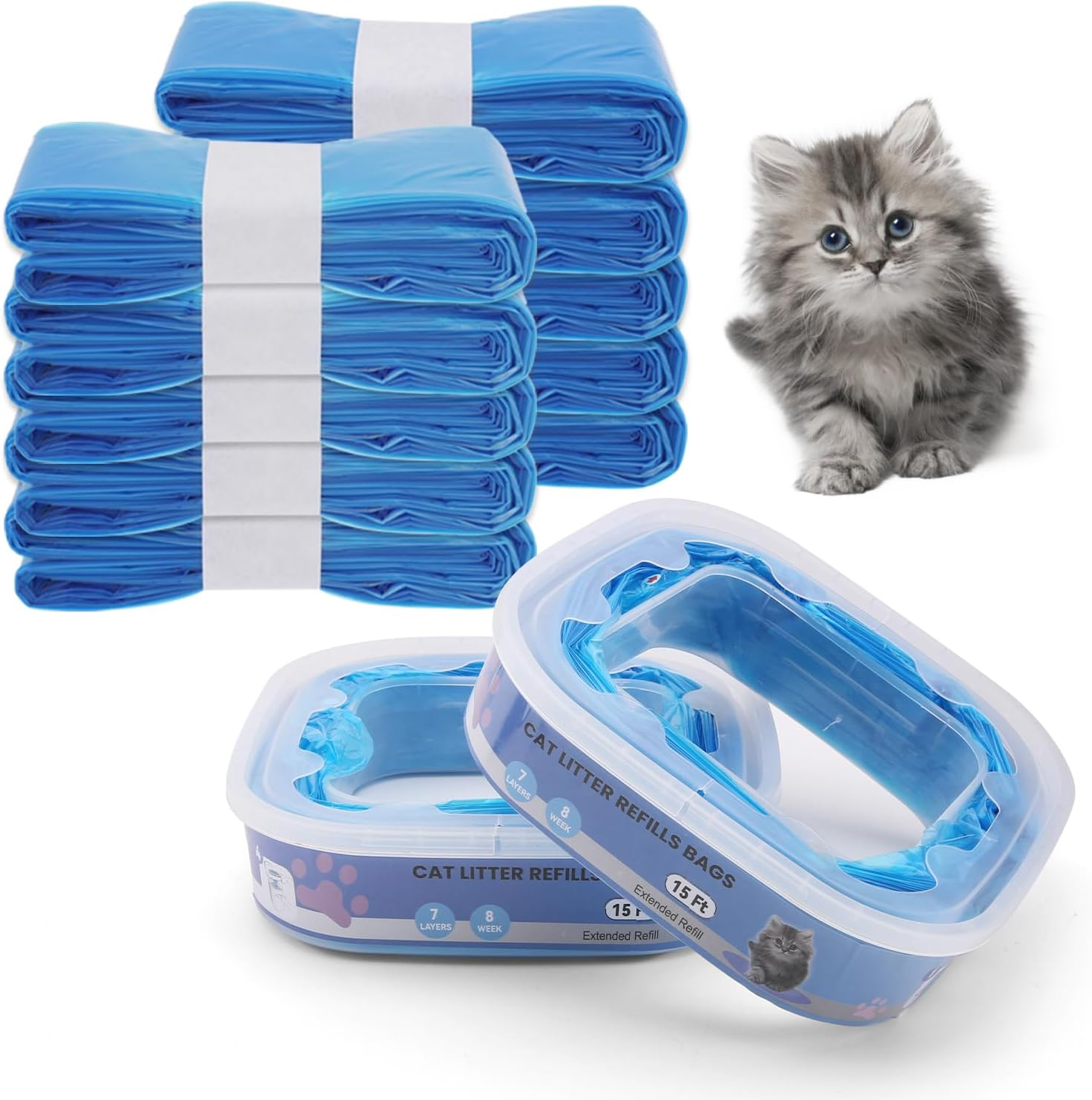 Pack of 10 Refill Films for Litter Genie Standard, Plus, XL, Style, Cat Litter Refill Bag, Waste Bag, 100% Odour Protection image number 2