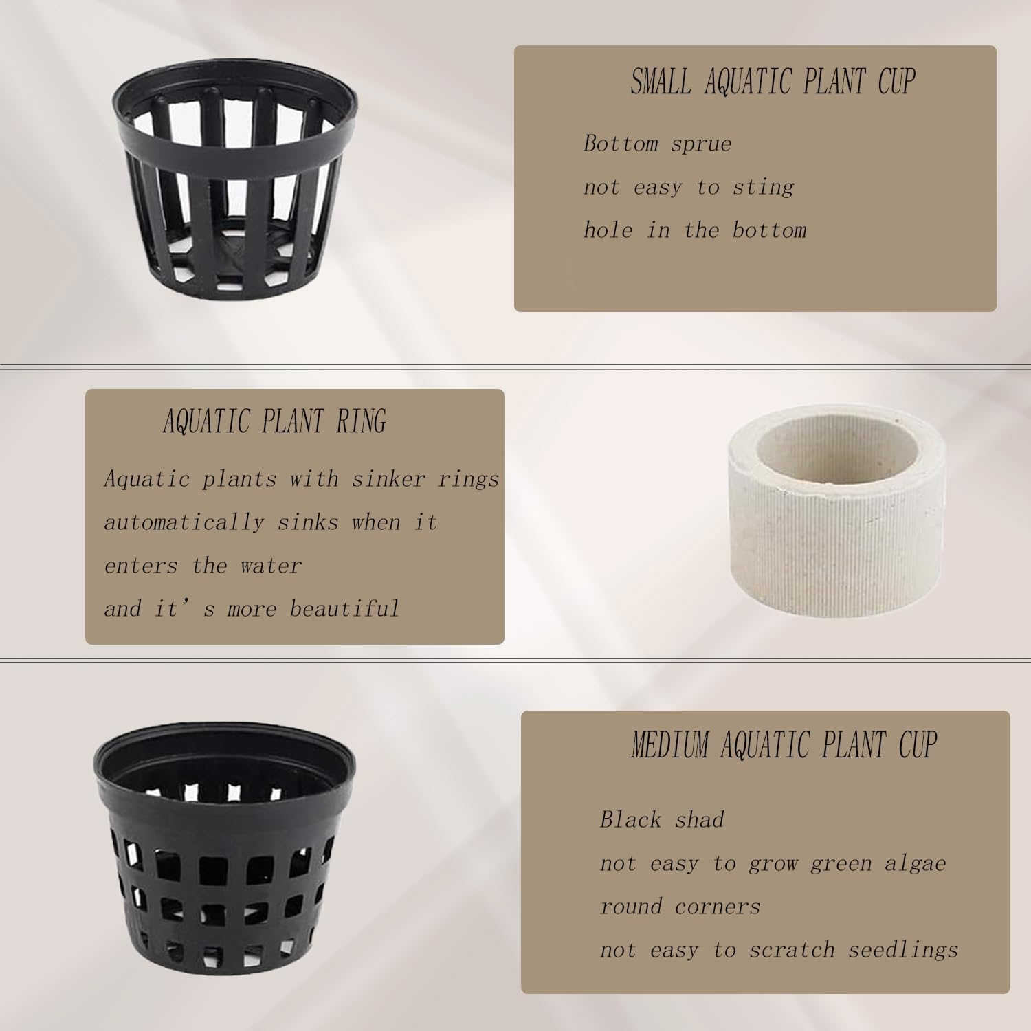 Hysgscwd 15Pcs Aquatic Plants Fixed Ring Set, Aquarium Planting Baskets Rings, Anti-Floating Ceramic Aquarium Plant Rings, Landscape Weights Pots Fixed Ring, Fish Tank Plant Cup Decoration Accessories