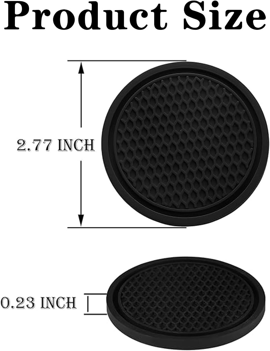 JDFHFGB 4 Pcs Car Cup Coasters,Non-Slip Silicone Cup Mats, Universal Fit for Vehicle Cup Holders,Anti-Spill Interior Car Accessories for Drinks (Black) image number 2