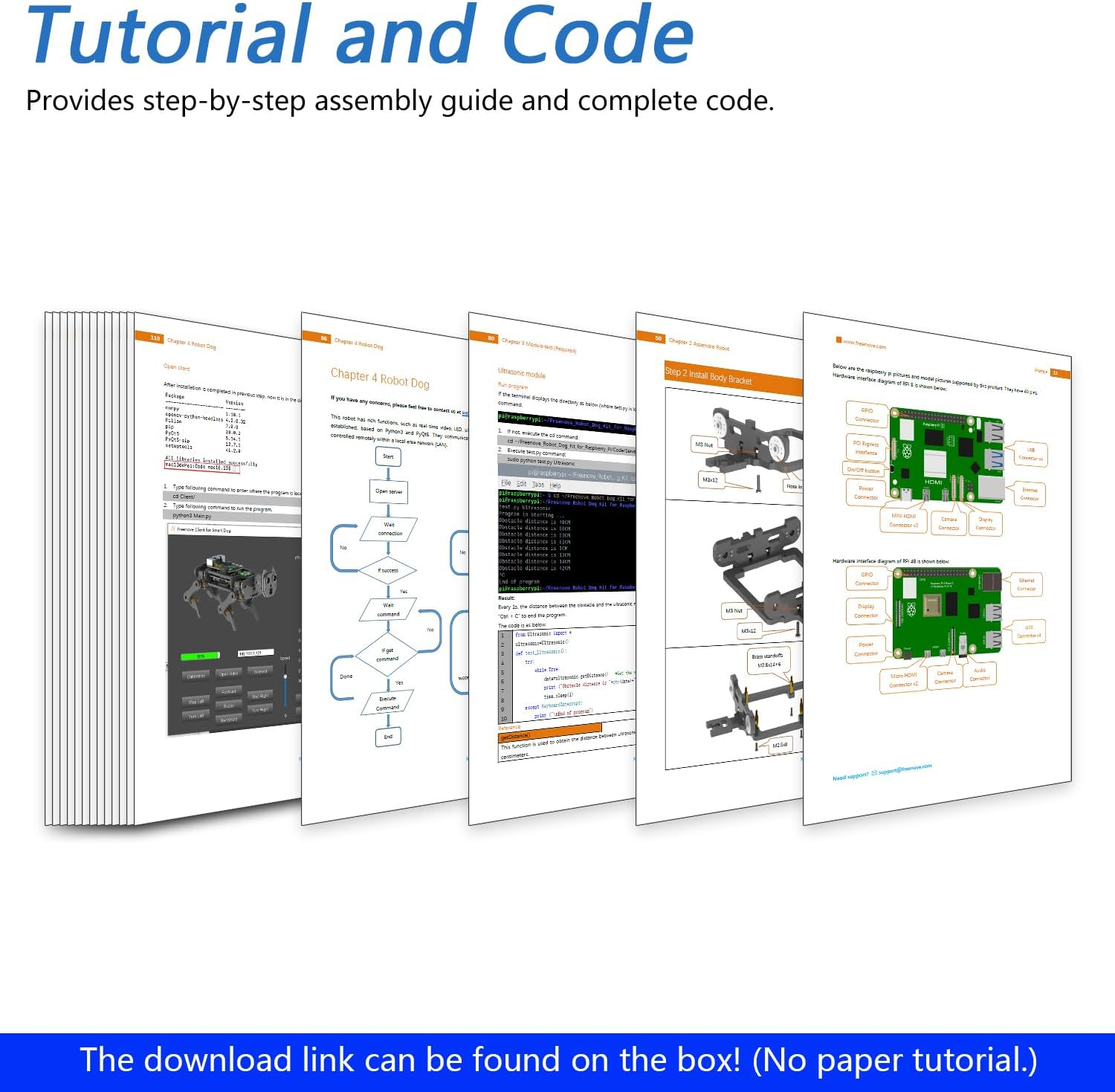 Freenove Robot Dog Kit for Raspberry Pi 5 4 B 3 B+ Zero 2 W, Walking, Self Balancing, Face Recognition, Ball Tracing, Ultrasonic Ranging, App Control, Camera, Servo (Raspberry Pi NOT Included) image number 3