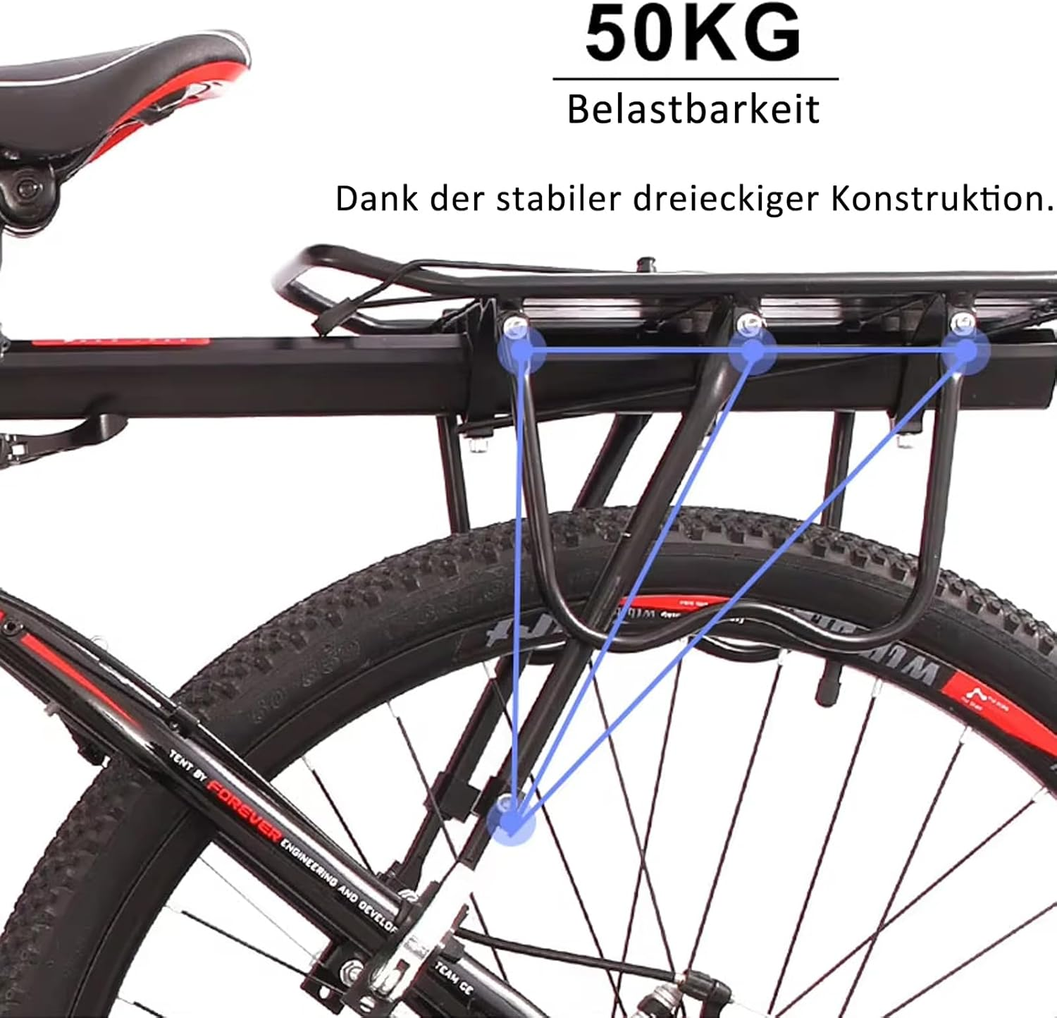Bicycle Pannier Rack Adjustable Bicycle Rack with Reflector Aluminium Pannier Rack Touring Pannier Rack Load 100 Kg Black image number 1