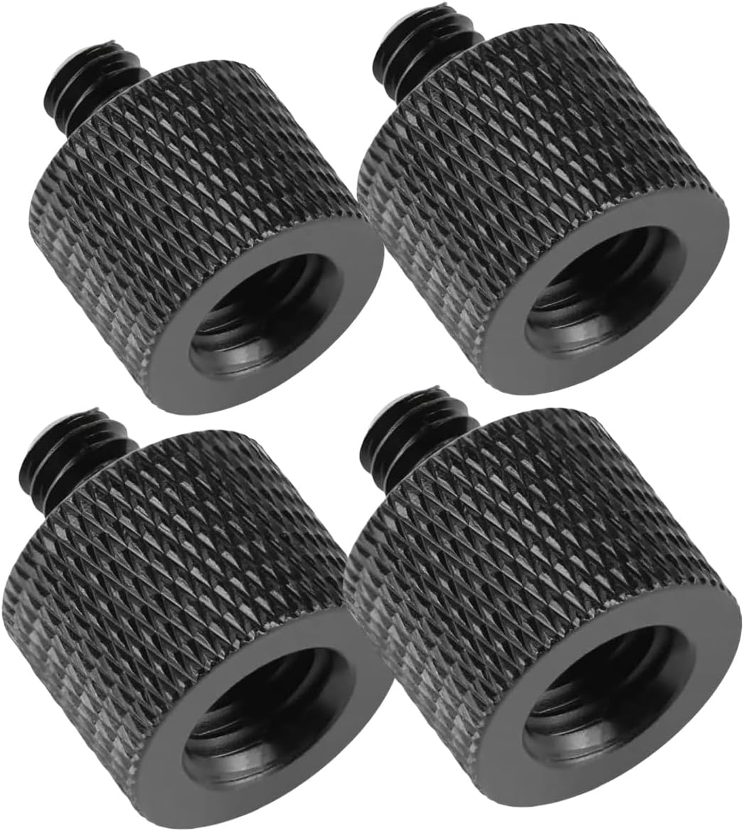 4 PCS Black Camera Screw Adapter,Microphone Stand Mic Mount,Microphone 1/4 Male to 3/8 Female Screw Adapter for Camera Tripod Stand image number 4