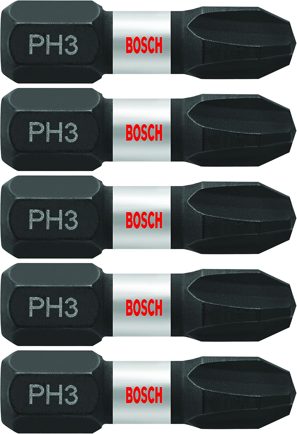 BOSCH ITPH3105 5-Pack 1 In. Phillips #3 Impact Tough Screwdriving Insert Bits image number 5