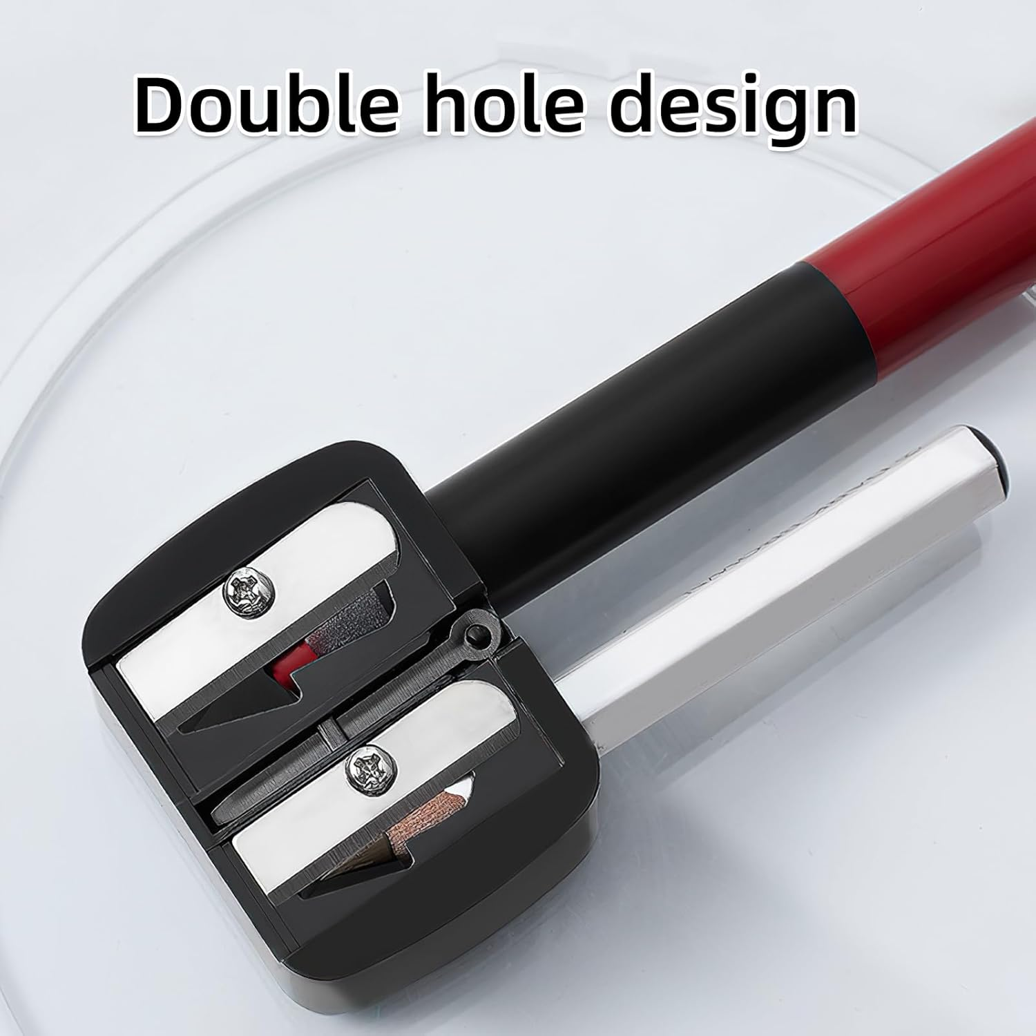 Pack of 2 Makeup Sharpener Pencil Sharpener, Cosmetic Pencils, Portable Sharpener Thick Pens, Double Sharpener for Thickness, Thin Pencils, Manual Pencil Sharpener with Cover for Eyebrow Pencil image number 5