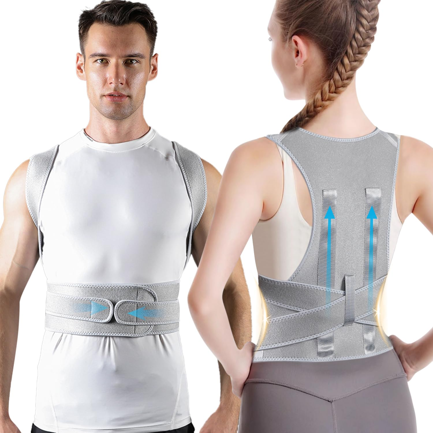 Back Brace and Posture Corrector for Women Men, Shoulder Straightener, Adjustable Full Back Support for Upper and Lower Back Pain Relief - Scoliosis Hunchback Hump Thoracic Spine Corrector (Black, M)