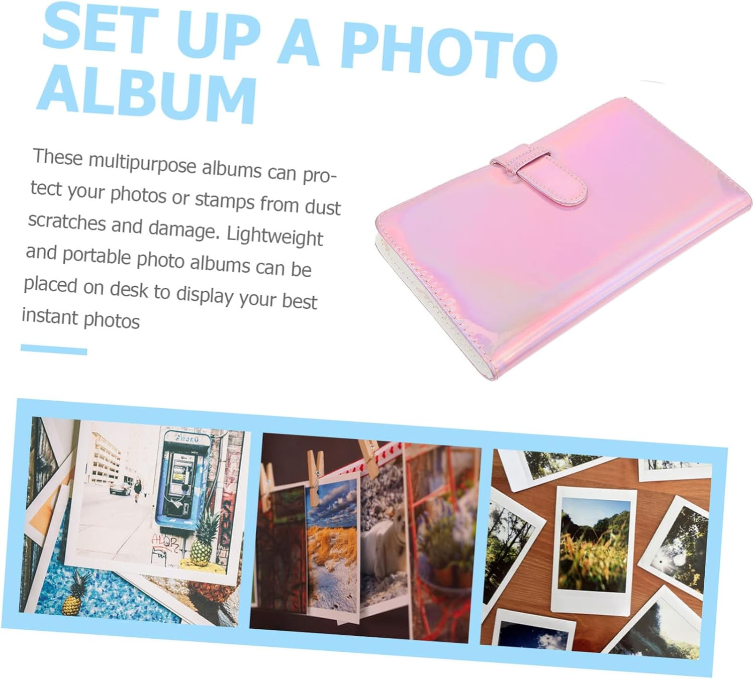 Compact Picture Album with PU Cover Portable Photo Album Book for Preserving Postcards and Memories Christmas and Birthday Present image number 2