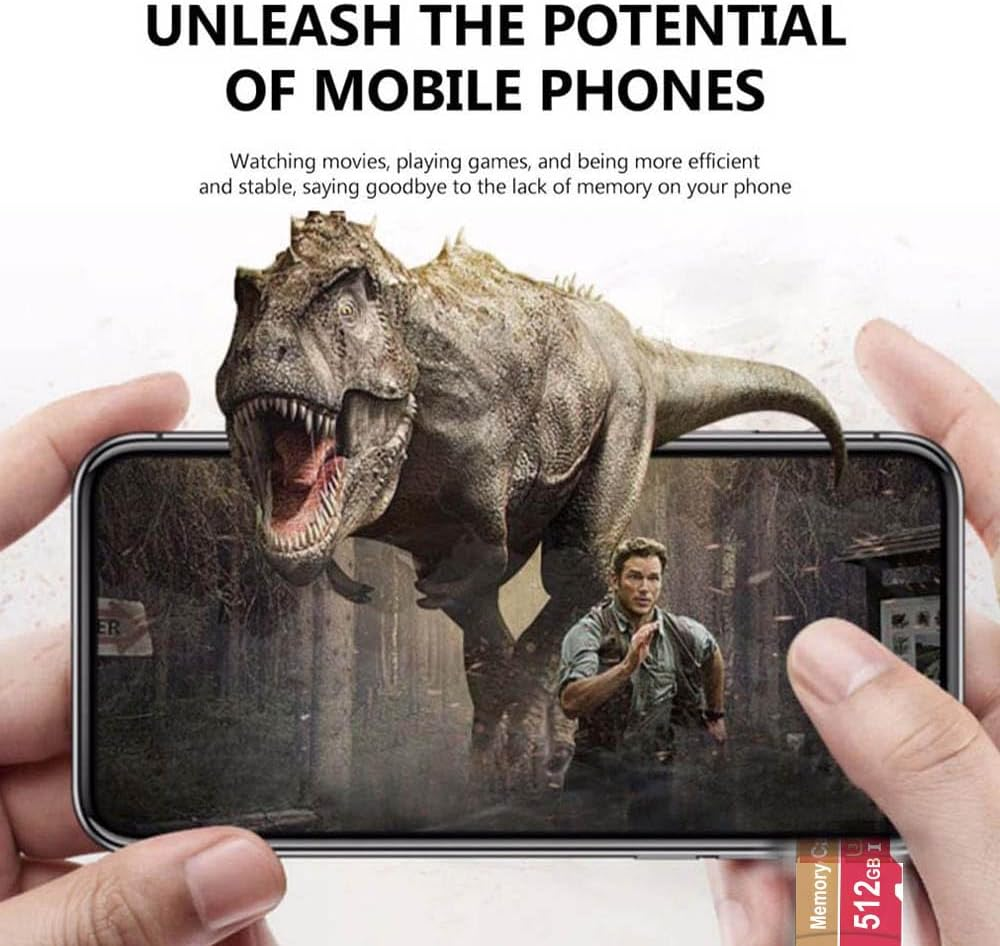 Micro SD Card 512GB Waterproof Memory Card 512 GB High Speed Micro SD Portable Memory Carte for Storage Phone/Camera/Dash Cam