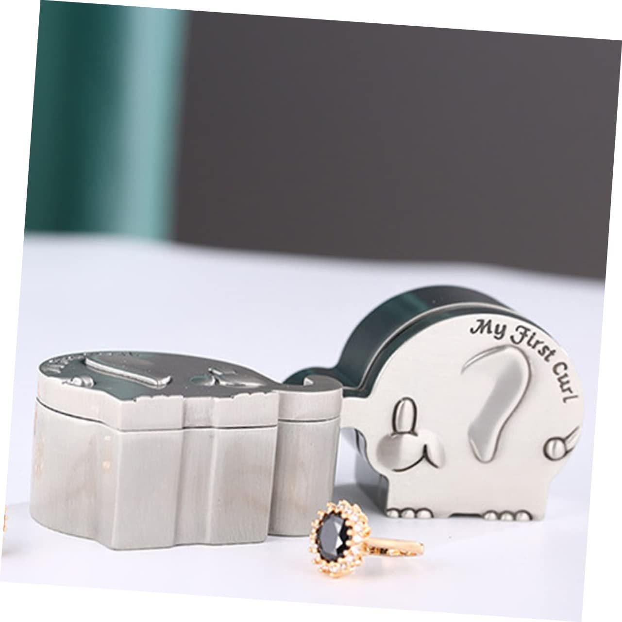 Zinc Alloy Fetal Box First Tooth Curl Keepsake Elephant Shape Storage Box