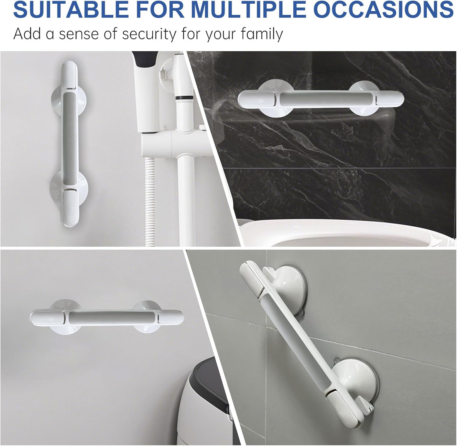 Bathroom Safety Grab Bar, Suction Cup Mount, No-Drill Installation, for Toilet, Shower, Bathtub image number 3
