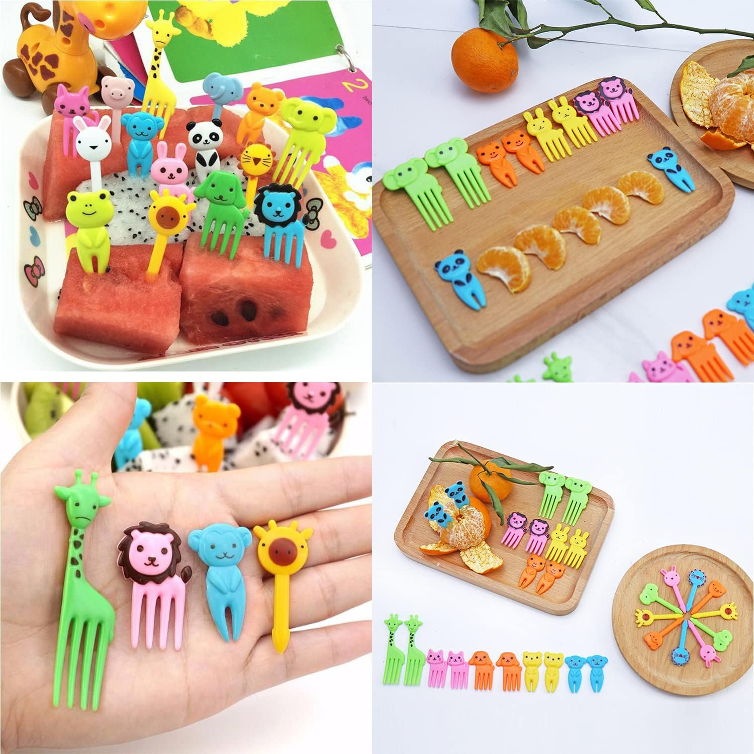 Mini Cartoon Fruit Forks, 68 Pcs Cartoon Animal Fruit Pick Food Picks, Little Fruit Food Picks, Lunch Bento Box Picks Cartoon Toothpick Mini Cupcake Fork Picks Cake Picks Food Toothpick image number 5