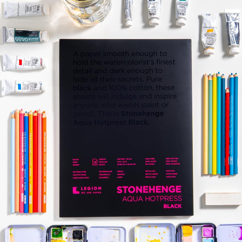 Stonehenge Aqua Black Watercolour Pad 300Gsm Hot Press, 8 X 10 Inch image number 2