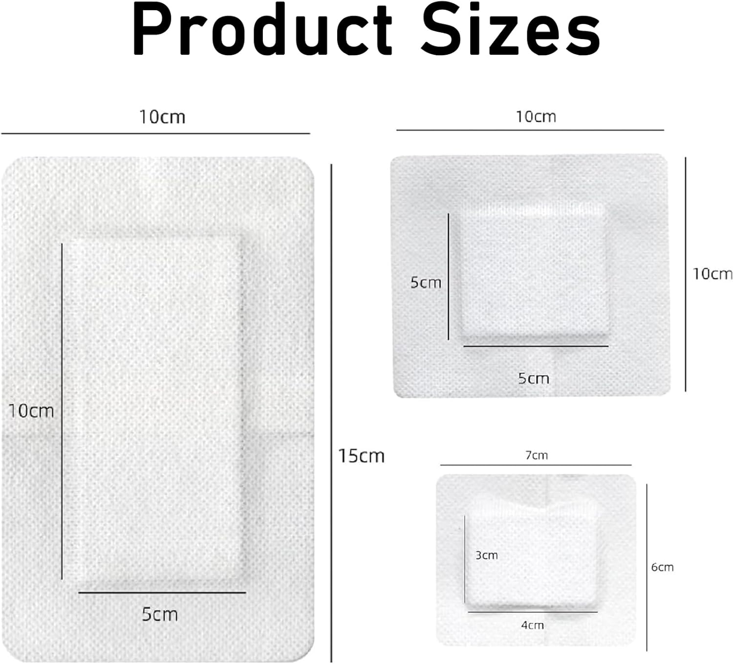 30 PCS Adhesive Wound Dressing, Non-Woven Cotton Breathable Plasters for Skin, with 6X7Cm, 10X10Cm, 10X15Cm Sizes, Ideal for Minor Cuts and Post-Surgery Care image number 5