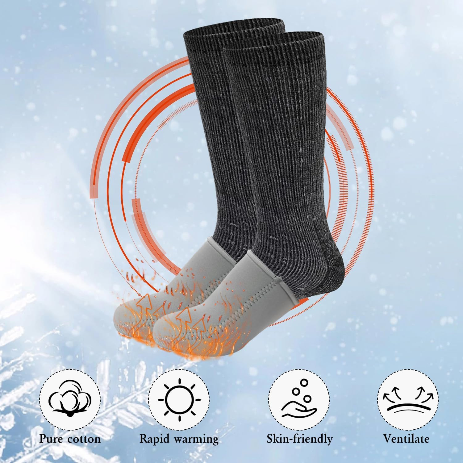 Toe Warmers 2 Pairs, Portable Toe Warmers, Reusable Foot Warmers, Neoprene Thermal Toe Warmers, Thermal Foot Warmers for Biking, Running, Hiking image number 5