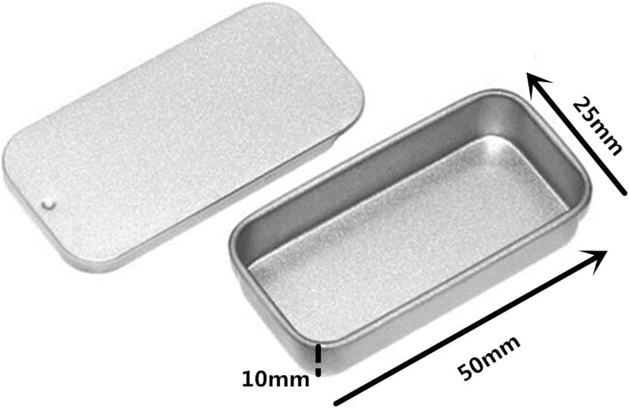 16 Pcs Aluminum Tin Jars, Cuicanfla Small Slide Top Tin Lip Balm Tins with Lids, Cosmetic Sample Metal Silver Rectangular Metal Tins Containers for Lip Balm, Cosmetic,Candles,Salve,Make Up,Eye Shadow image number 3