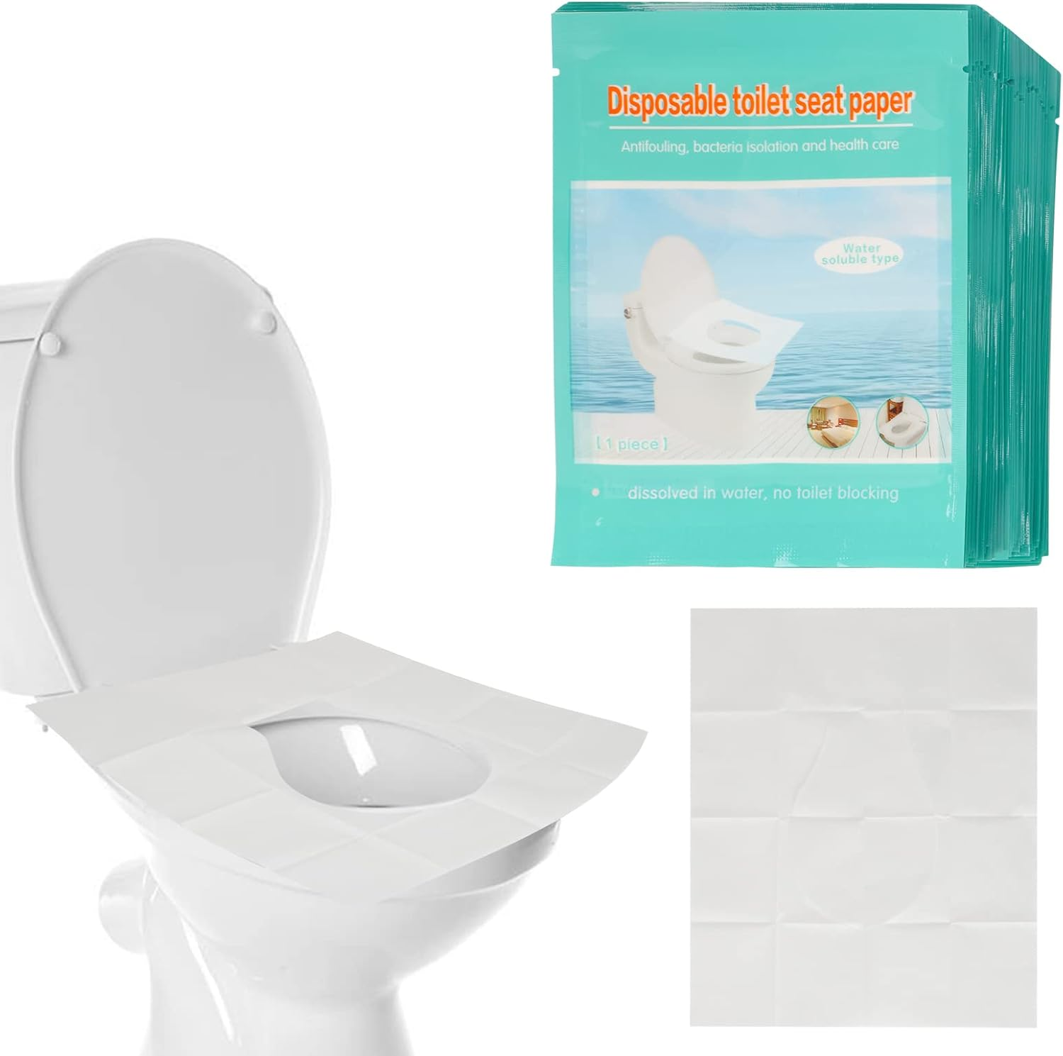 Disposable Toilet Seat Covers, 100 Count Flushable Paper Travel Set Individually Wrapped Portable Toilet Seat Covers for Adults Kids Toddlers Potty Training