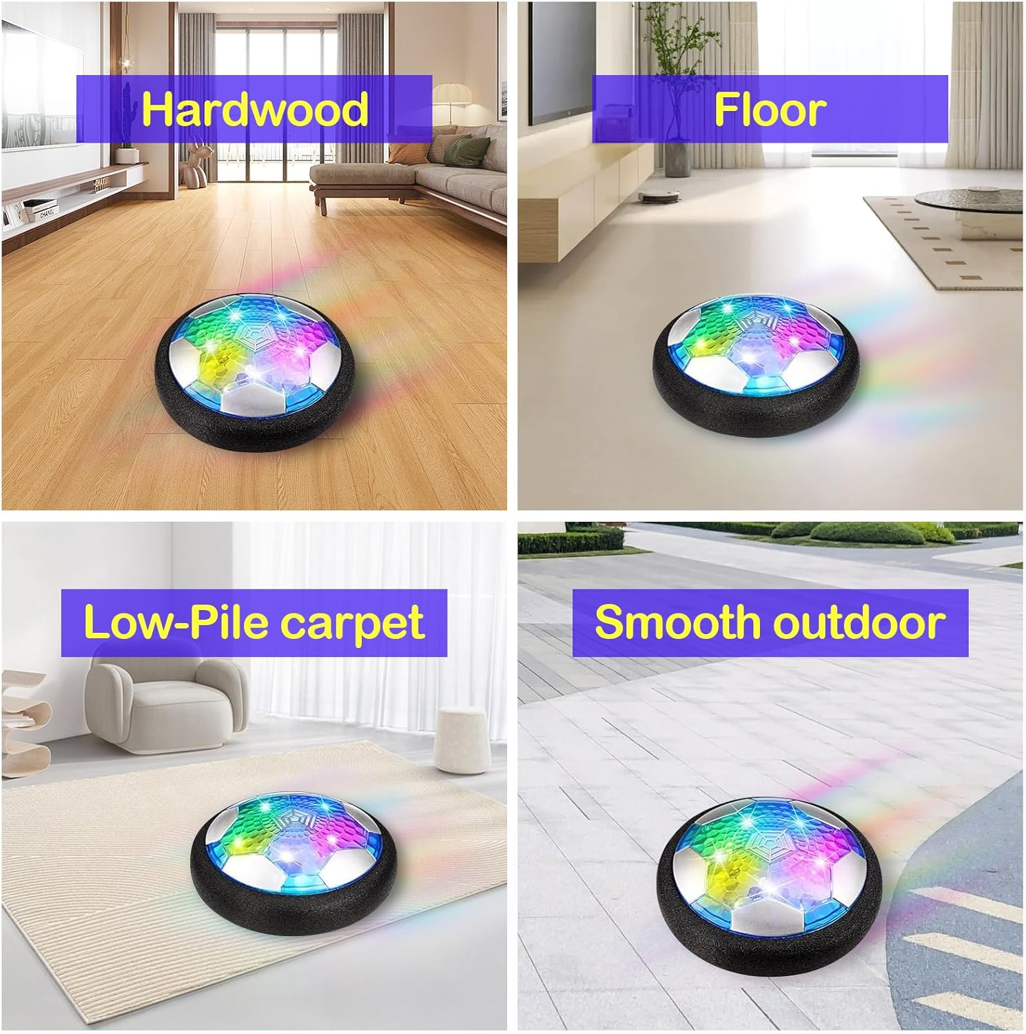 Air Power Football, Indoor Hover Ball, Luminous Floating Ball with LED, Flying Ball, Rechargeable, Football Gifts from 3 4 5 6 7 8-12 Years Boys Girls Outdoor Toy for Children image number 6