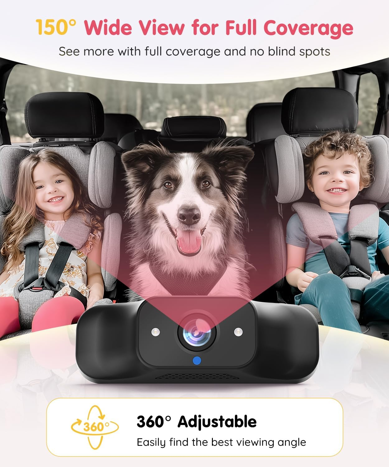 5'' 1080P Baby Car Mirror, Baby Car Camera IR Night Vision, 3X Zoom in Closer, Colors Accuracy & Full Viewing Angles, Driving Safety Baby Car Monitor for Back Seat Rear Facing BM1 BM1-US image number 2