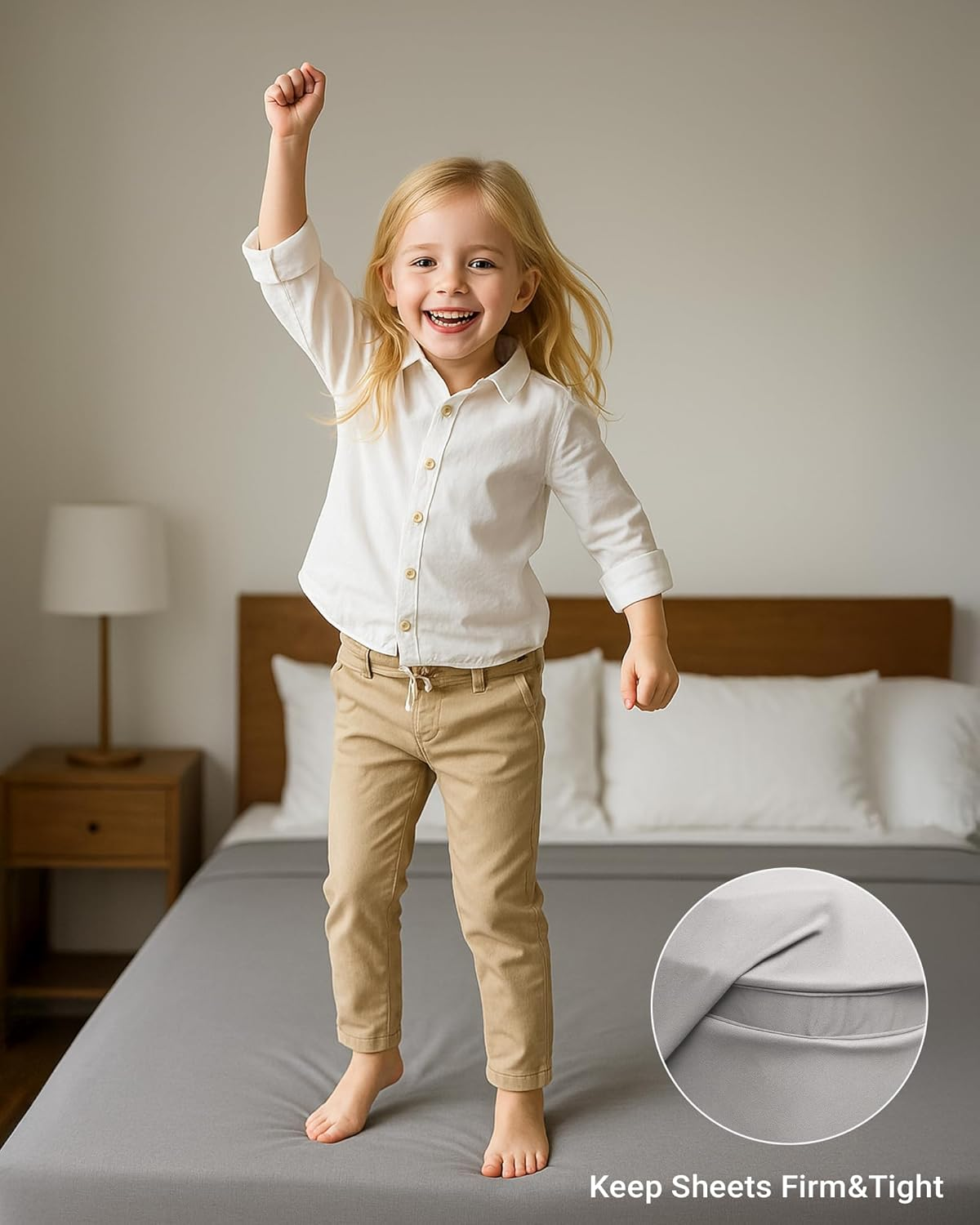 LIWEGHT Lock Sheet Holders Set, 4 Pack Bed Sheet Holders for Corners, Fitted Sheet Lock Straps and Anti-Slip Base Keep Sheets Firm & Tight, Heavy Duty Sheet Locks for Mattress (White) image number 5