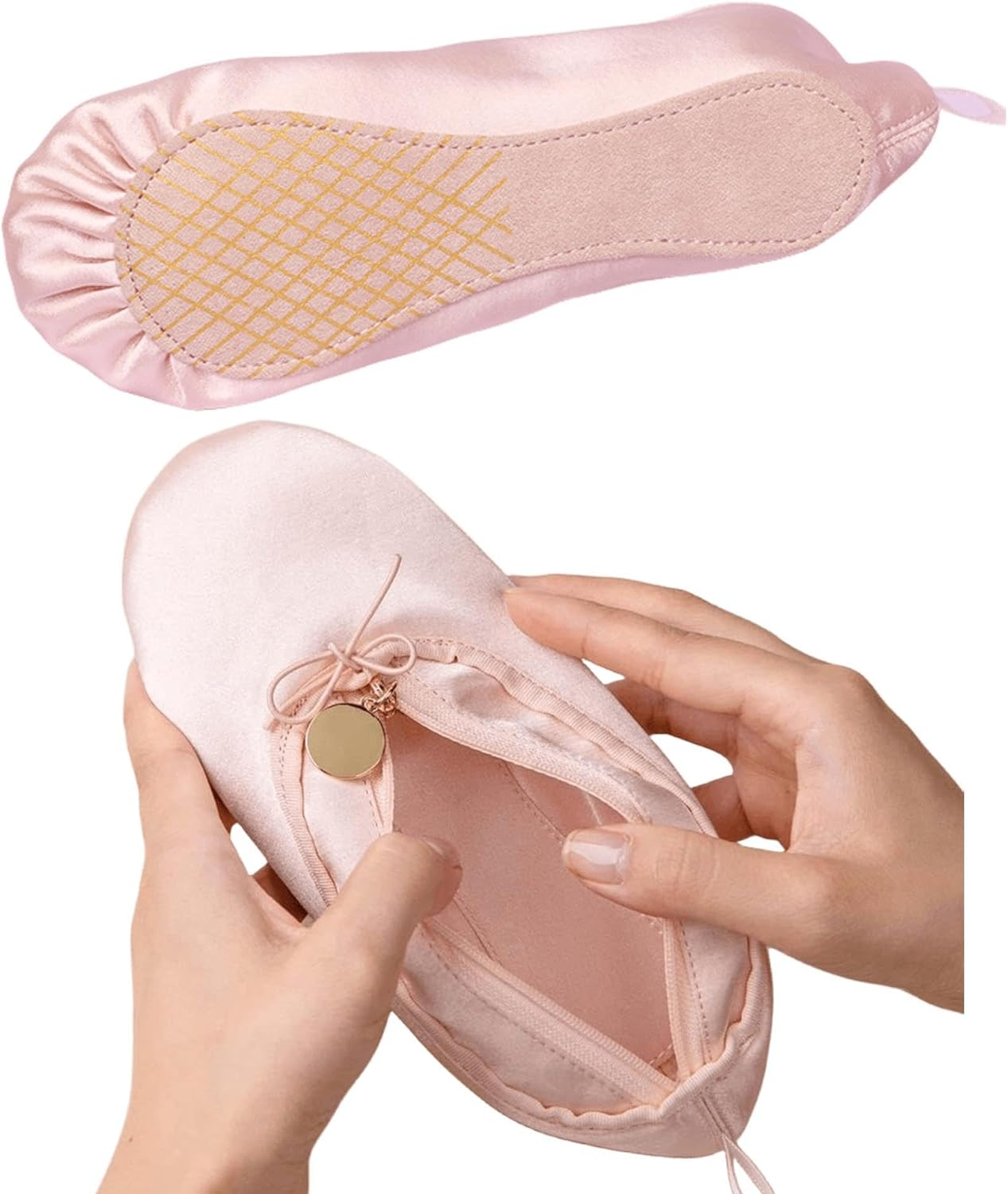 Febohao Pink Ballet Shoe Makeup Bag Custom Name Personalized Dance Shoe Pouch Portable Cosmetic Swan Ballet Bag, Dancers and Dance Lovers 2 Pcs, Light Powder, Simple and Stylish Storage image number 2