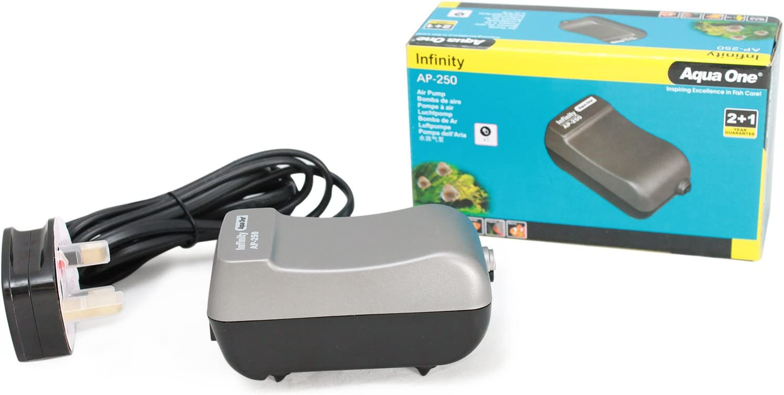 AP250 Infinity Air Pump Single 200 L/Hr 11130 Fish Tank Aquarium Aqua One