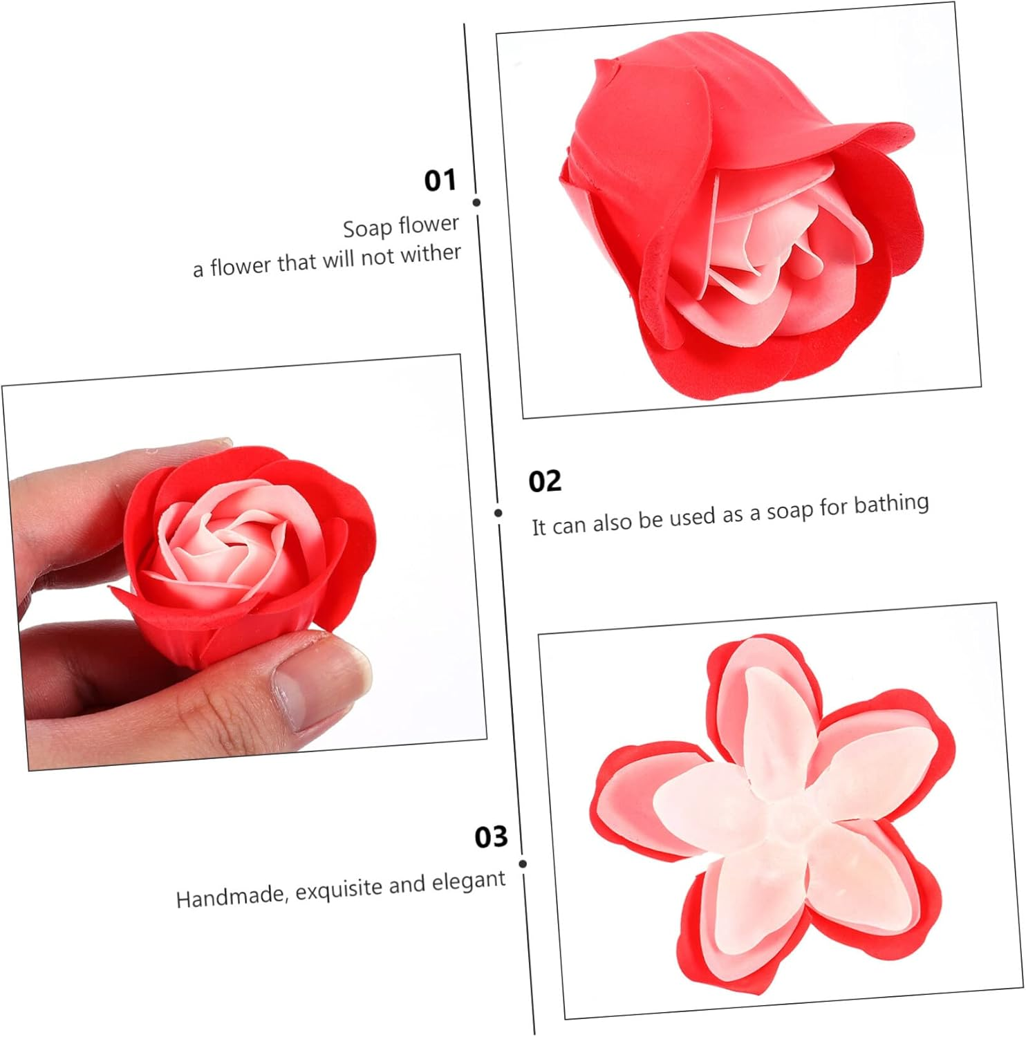 Abaodam Faux Rose Flower Box 9 Artificial Flowers for Wedding Party Decorations image number 6