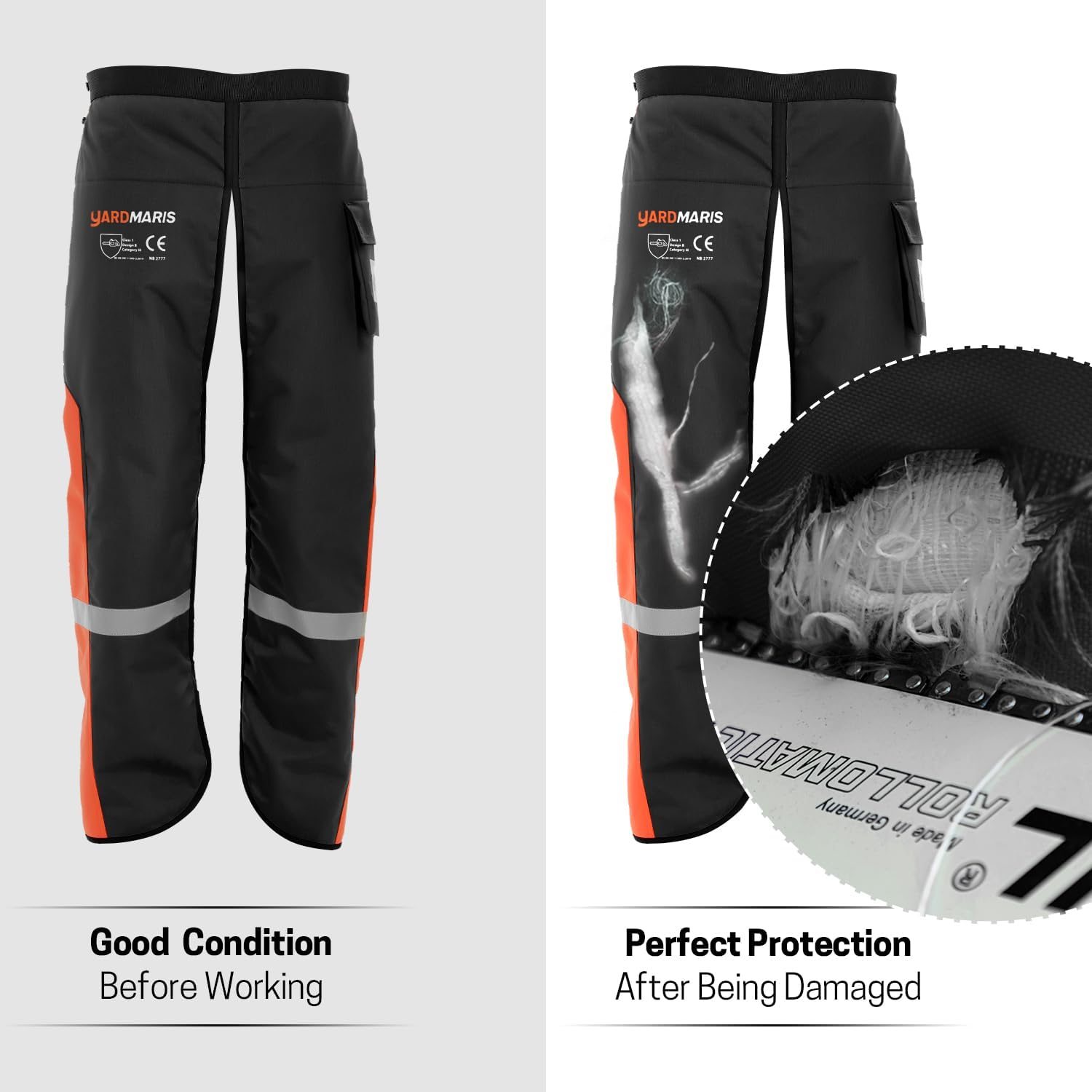 Chainsaw Chaps, Heavy Duty Chainsaw Protective Apron with Adjustable Belt and Pocket, Forestry Chainsaw Safety Gear One Size Fits All image number 1