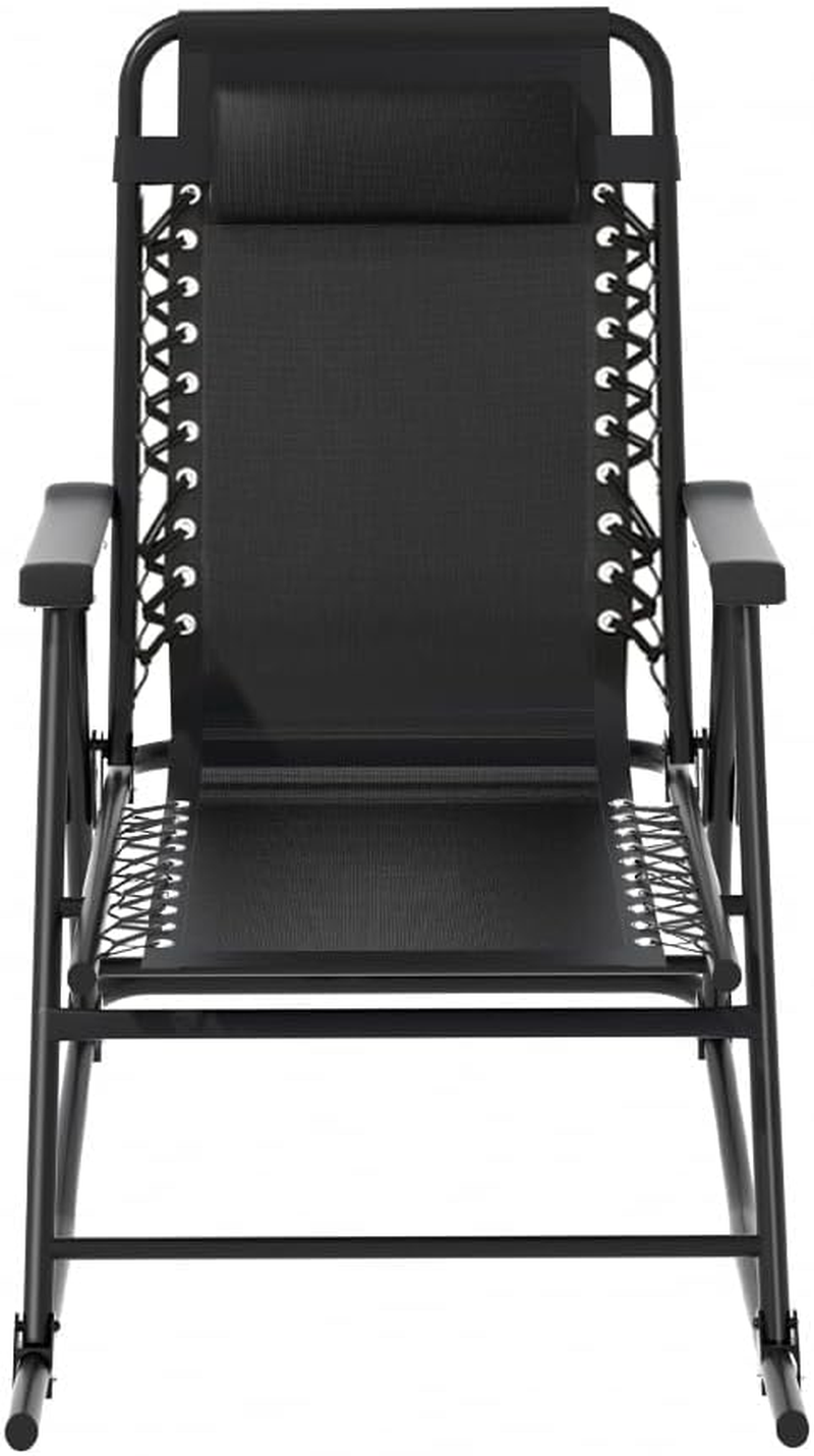 Gardeon Rocking Chair, Alloy Steel Sun Lounge Armchair Recliner Chairs Dining Nursing Seat Reading Seating Chaise Lounges Home Living Room Bedroom Garden Furniture, for Patio Camping Deck Black image number 3