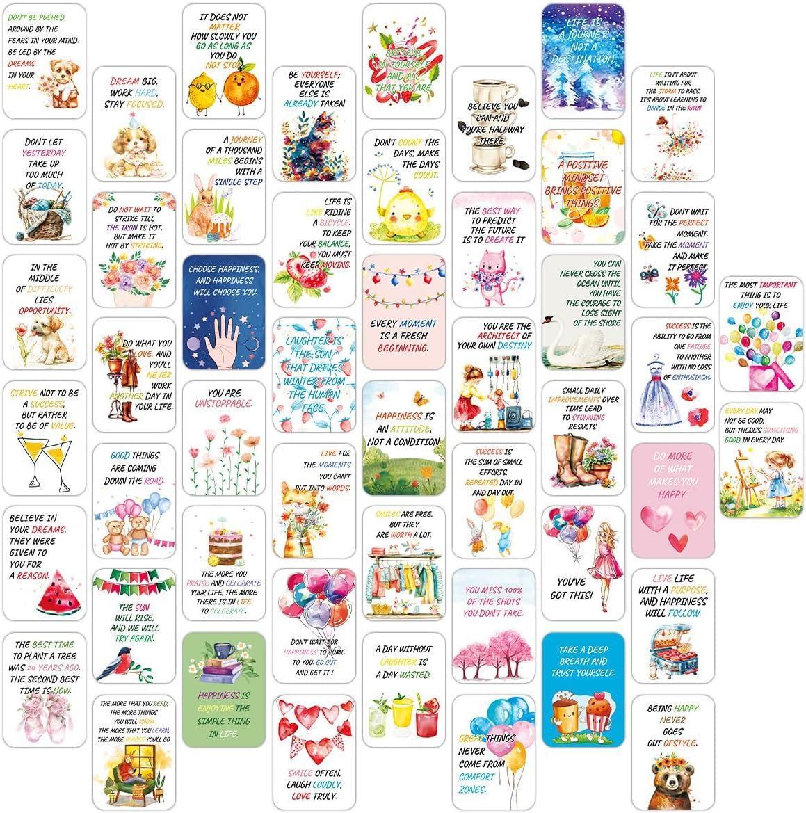 50 Unique Inspirational Cards,Motivational Kindness Mini Note Cards with Encouragement Quotes, Appreciation, Gratitude, Positive Affirmations Cards for Employees, Coworkers, and Kids image number 5