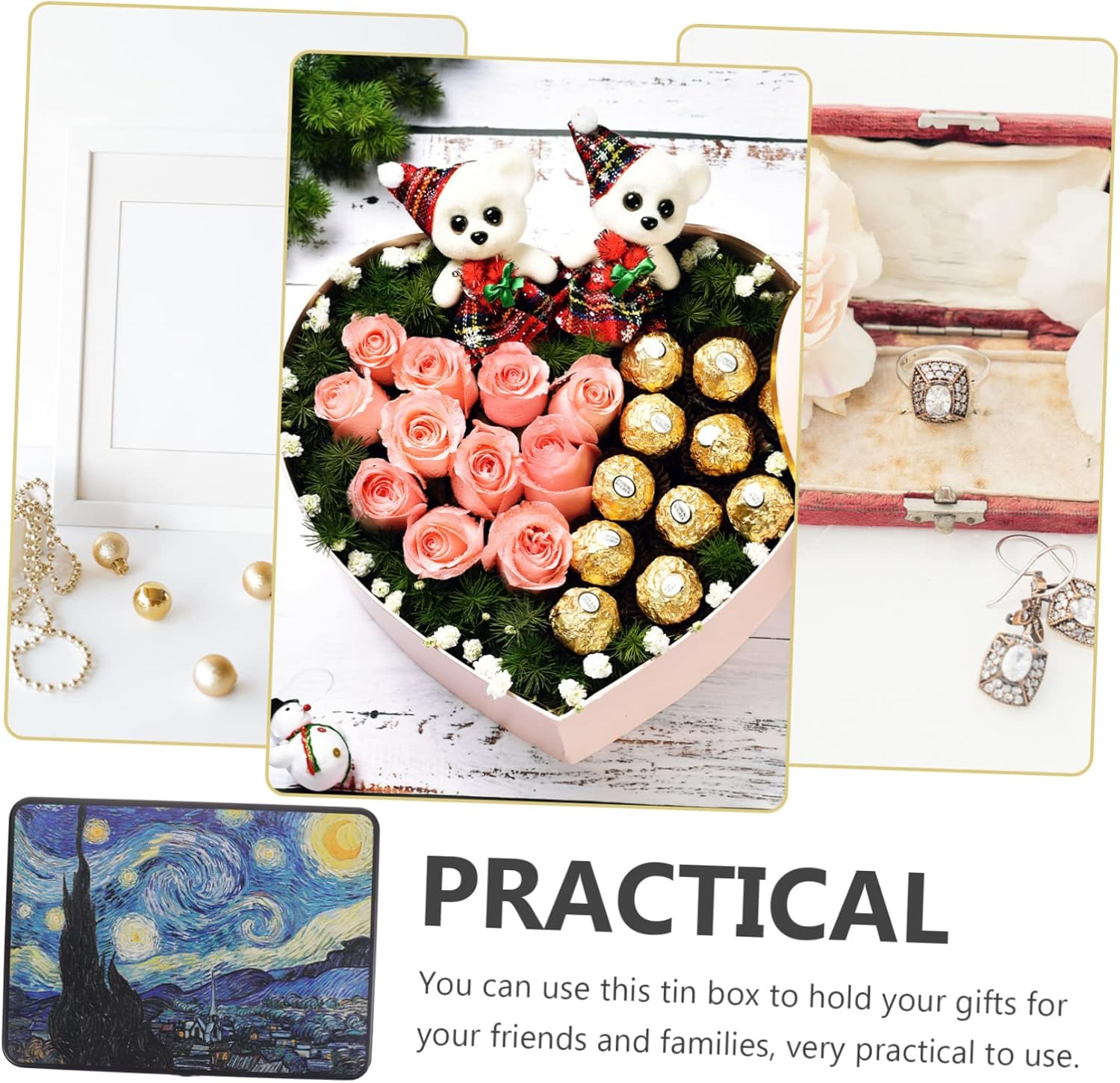 Lock Box for Jewelry Small Tin Storage Decorative Lid Onion Potato Basket Storage Bin image number 4