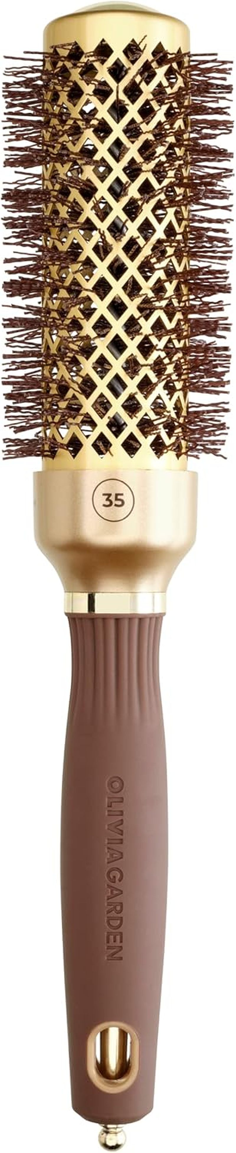Olivia Garden Expert Blowout Shine &ndash; Gold & Brown - 35 - Ceramic Coated round Brush for Smooth Blowout, Frizz-Free Hair & Radiant Shine image number 5