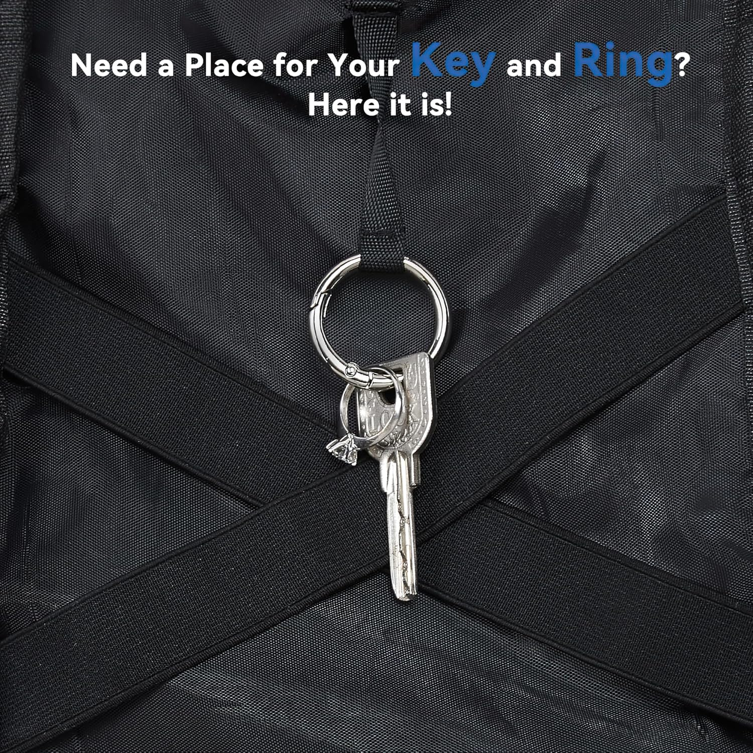 ERTUNA Gym Bag with Yoga Mat Holders, Carry on for Pilates Women & Men with Laptop & Shoe Compartment Large Duffle Travel Weekender Tote with Key Ring Clip Personal Item Workout, Easy to Clean - Black image number 4