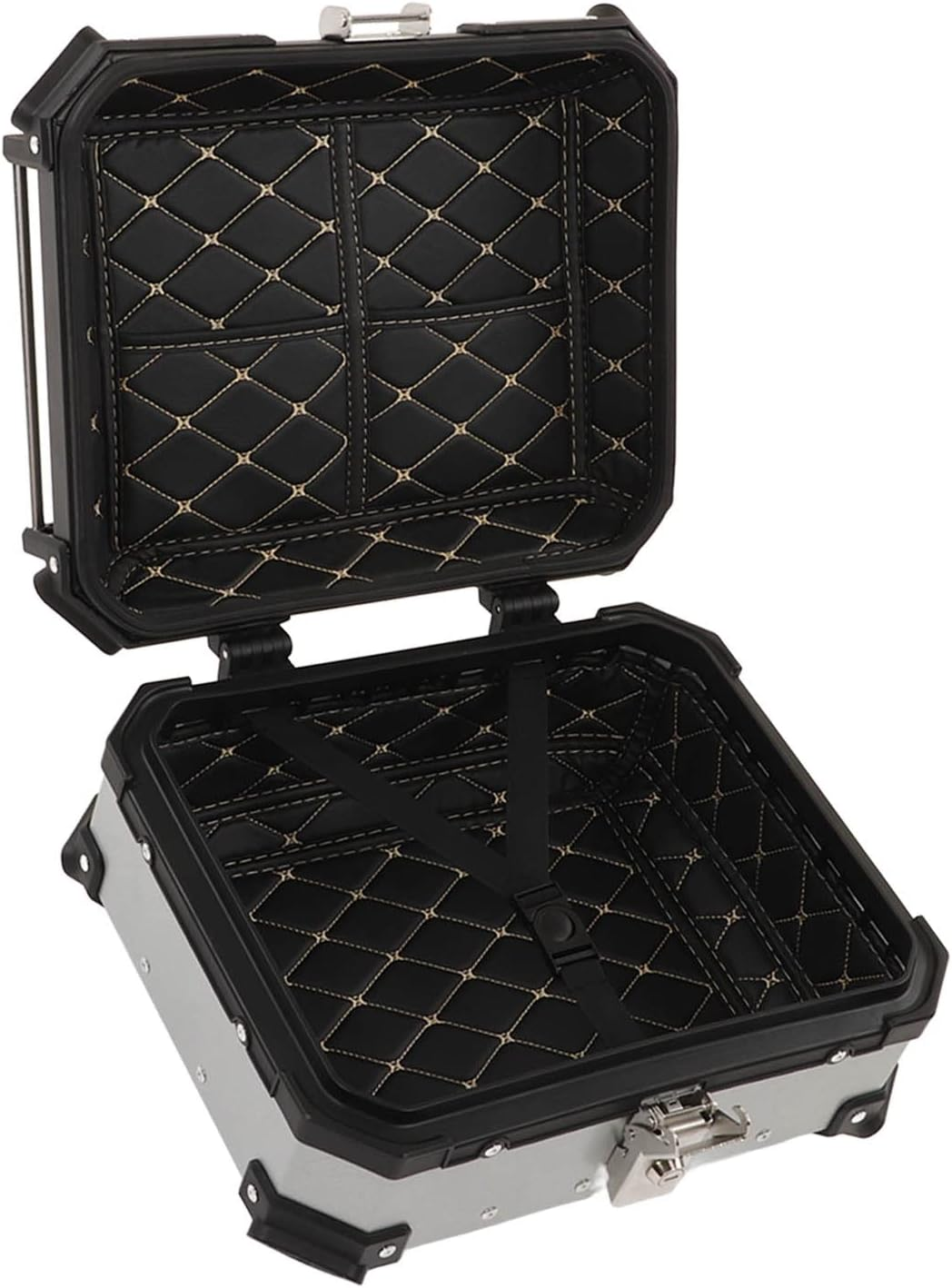 Motorcycle Luggage Box, High Strength Shockproof 25L Large Capacity Motorcycle Tail Case with Removable Base for Motorbike (Silver) image number 3