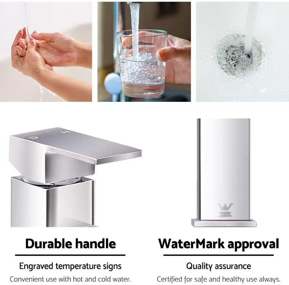 Cefito Basin Mixer Tap, 6L/Min Bathroom Taps Filter Swivel Brass Faucet Kitchen Sink Water Faucets Spray Head Bath Fixtures Home Laundry Vanity Improvement, Hot and Cold Switch Silver image number 5