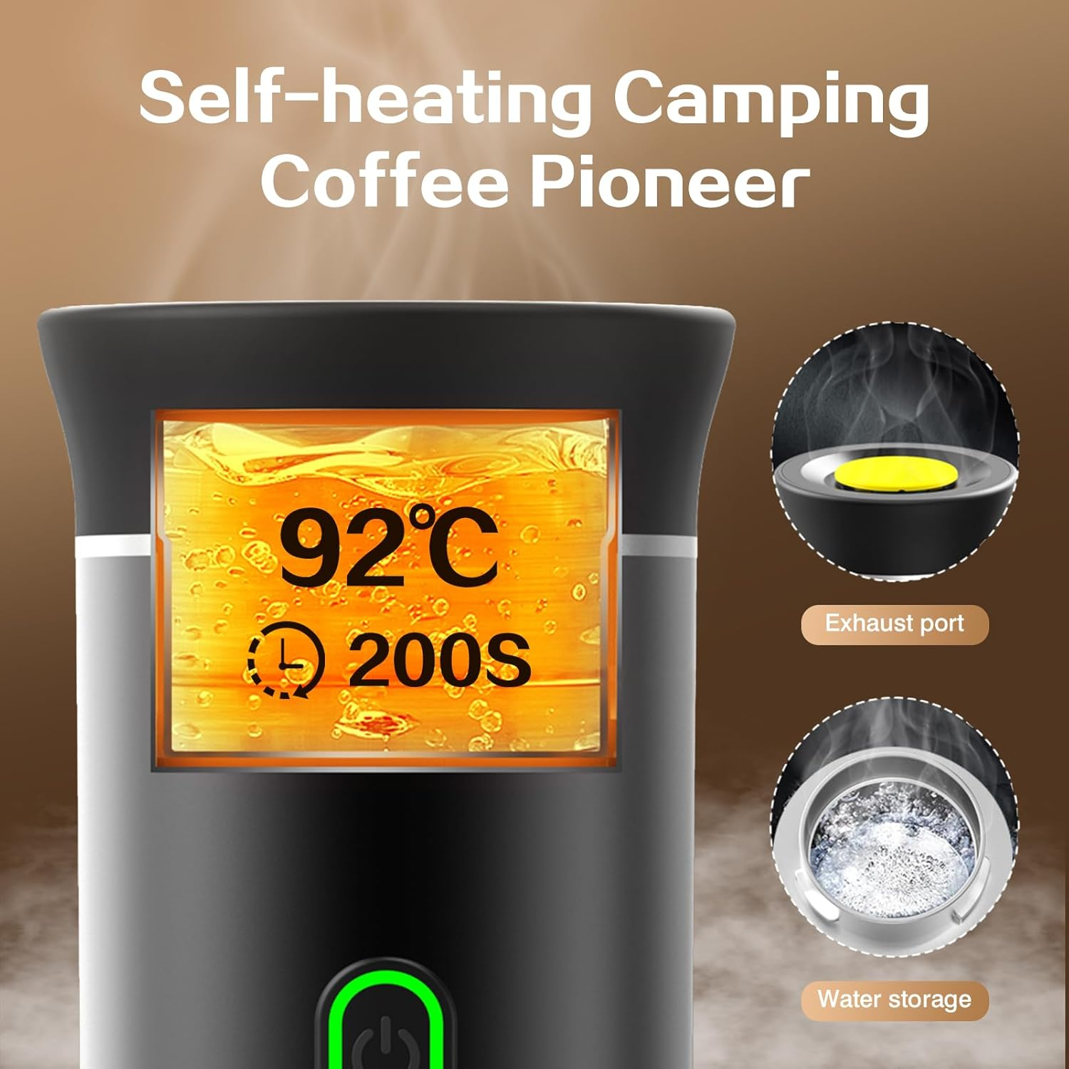 Travel Coffee Maker Portable Electric Espresso Machine for Camping Car Coffee Maker Self-Heating Compatible with Ground Coffee & NS Capsule for Rv,Hiking,Office (BLACK) image number 3