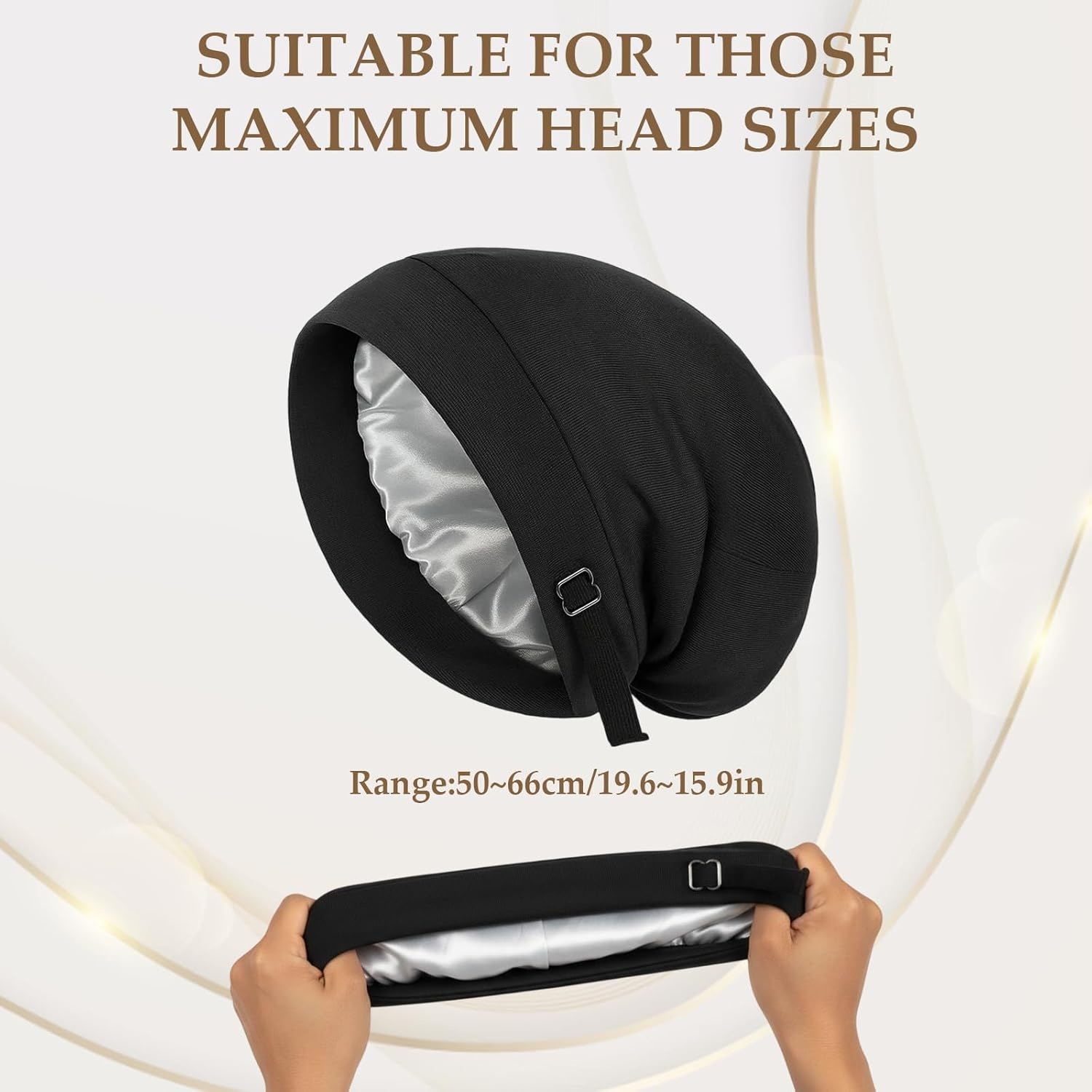 Jazrvr Sleeping Cap, Double Layer Silk Hood for the Night, Adjustable Hair Cap, 24 X 16 X 0.5 Cm, Breathable Design image number 3