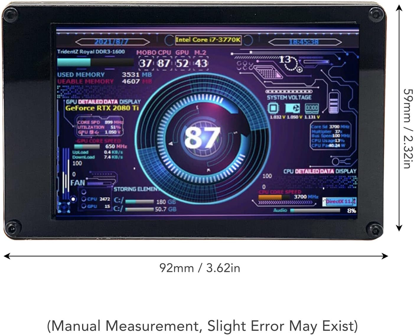 PC Temperature Display Screen, 3.5 Inch IPS Computer Case Secondary Screen CPU RAM Real Time Monitoring, Computer Temp Monitor for Raspi, for Linux, For image number 4