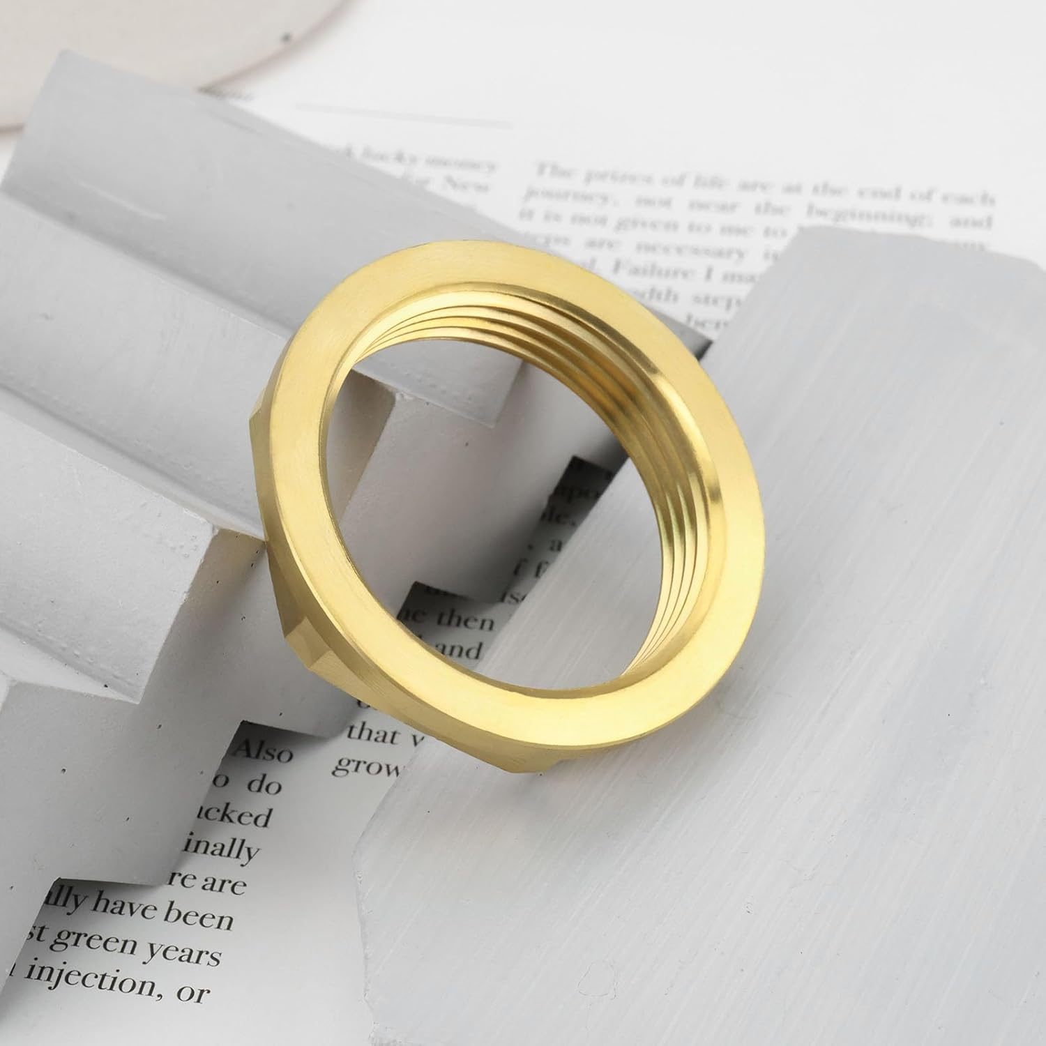 YINETTECH 2Pcs 1 1/4 Inches BSP Flanged Brass Nuts Basin Waste Back Nuts for Securing Ball Valves Toilet Handles Tank Connectors to Toilet Cisterns image number 2