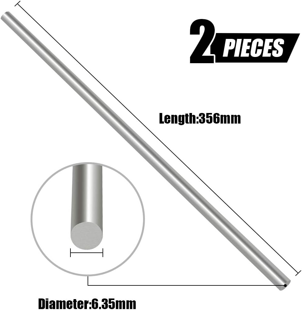 Swpeet 2Pcs 1/4 Inch Stainless Steel Solid round Rod Lathe Bar Stock Kit, Diameter 5Mm Length 356Mm, Perfect for Various Shaft, Miniature Axle, Model Plane, Model Ship, Model Cars (6.35Mm&times;356Mm) image number 2