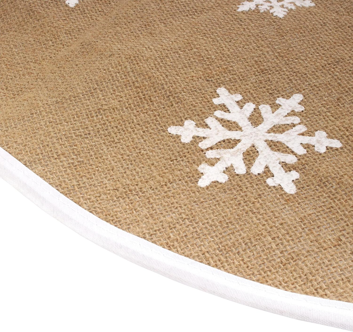 Bamboomn 31" round Christmas Tree Skirt Floor Base Cover Decoration Holiday Collection Jute Burlap, Snowflake Edition 1 Piece