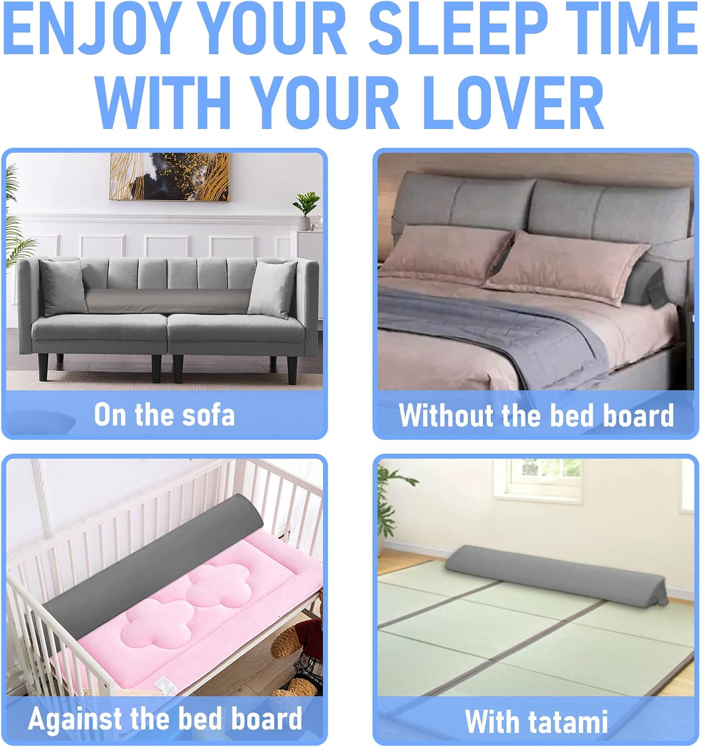 NTING Queen Size(60"X10"X6") Bed Wedge Pillow for Headboard,Bed Wedge Pillows Mattress Gap Filler Close the Gap (0-8") between Your Headboard and Mattress（Gray） image number 1