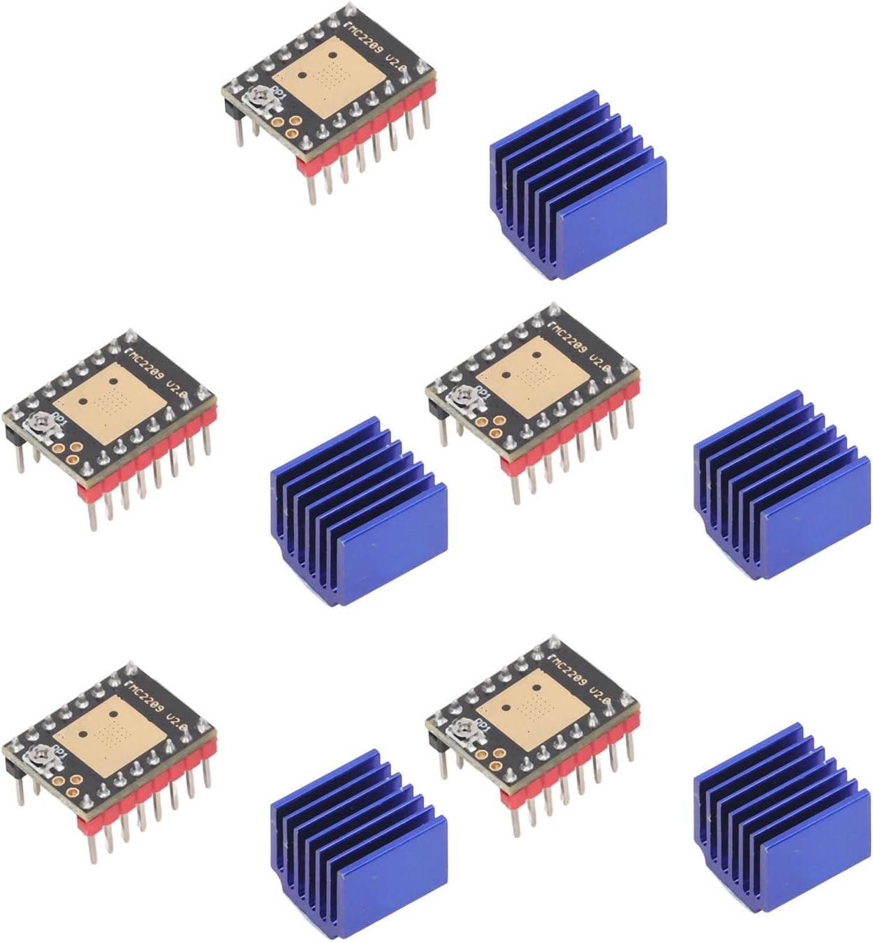 Stepper Motor Driver, TMC2209 V2.0 5 Sets Driver Module Ultra Quiet Stepper Motor Driver Module 2.5A Uart Nema17 Step Motor Driver Board Powerful 3D Printer Parts for TMC2208