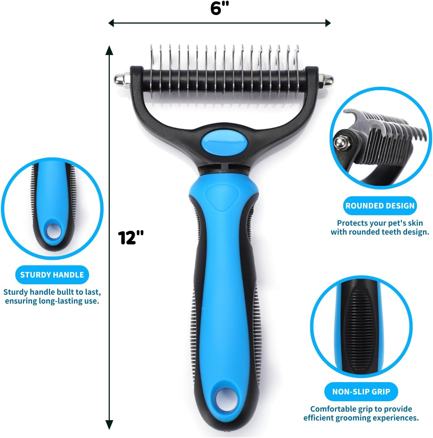 Deshedding Dog Brush, Dematting Comb for Cat and Dog, Pet Grooming Brush and Rake for Small, Medium Large Dogs Double Sided Deshedding Tool Removes Knots & Tangled Hair image number 1
