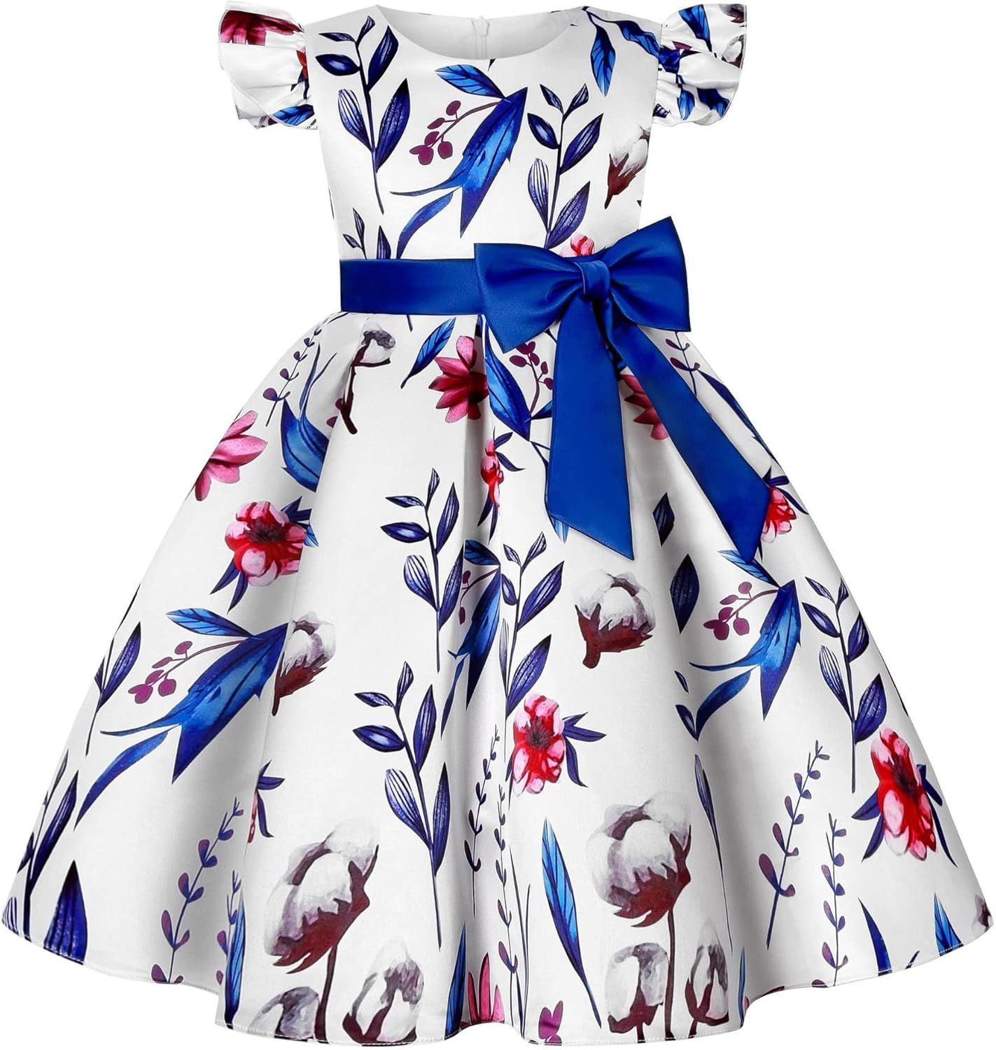 FEOYA - Baby Girl Wedding Suits Pageant Dress Child Party Gown Ceremonial Dresses Flower Baptism Christening Dress Kid Formal Outfit Short Sleeve with Bow Belt 2-10 Years